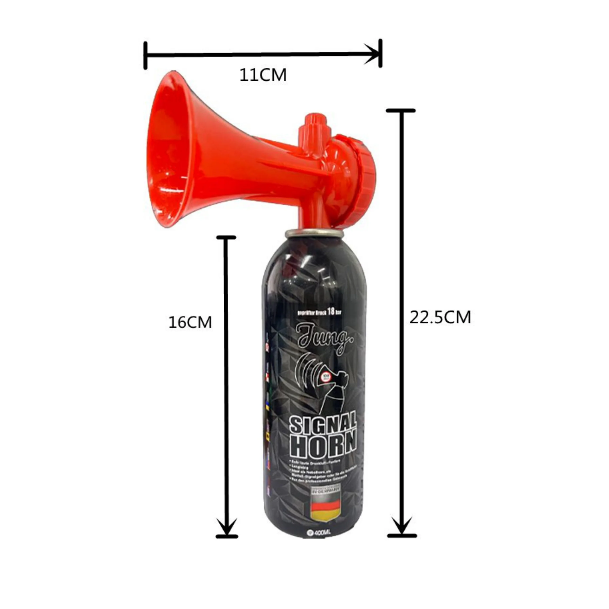 JUNG Druckluftfanfare Airhorn Prof Qualität 12 x 400ml Hoch dB Stadion Gashupen - Image 3