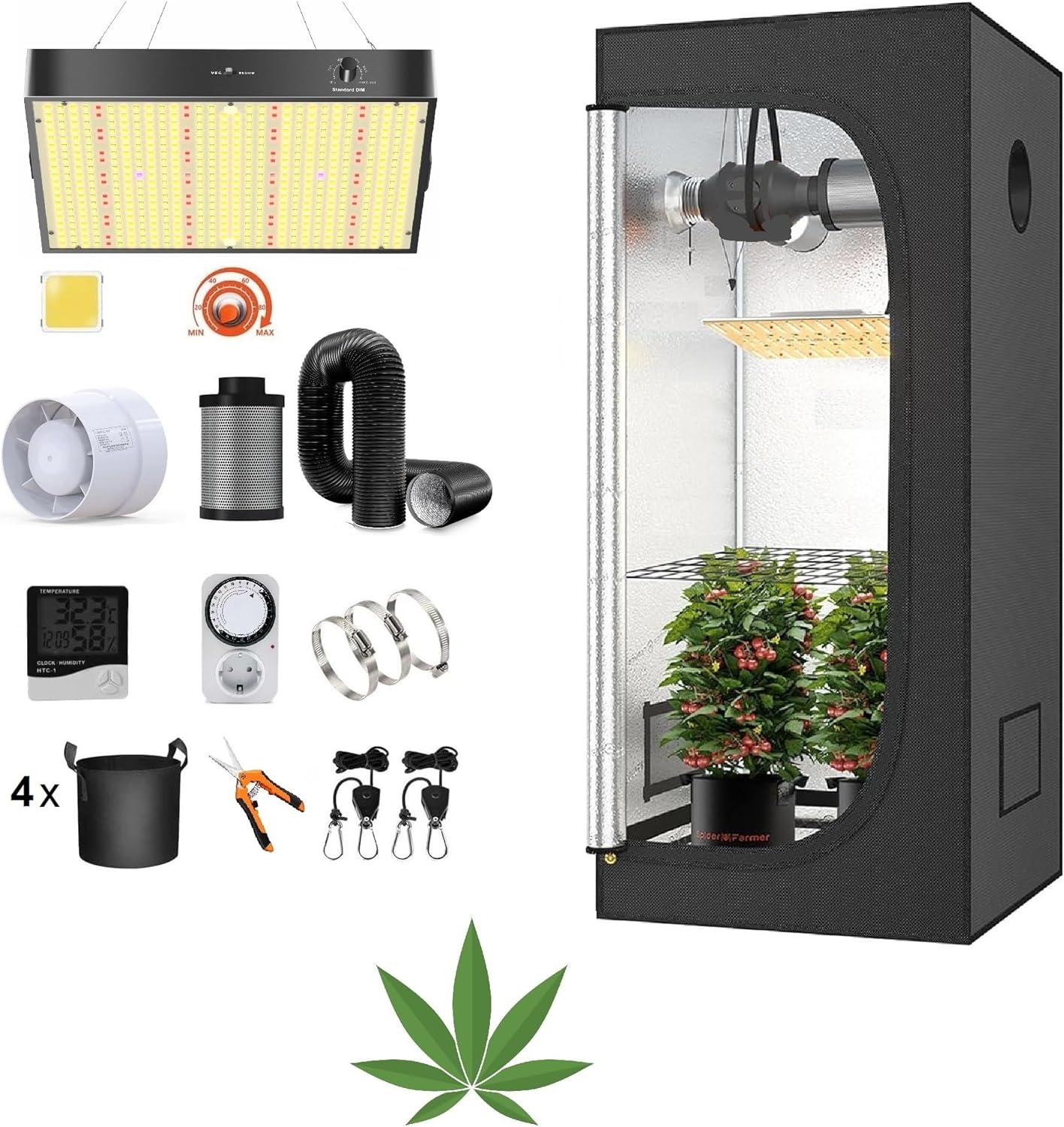 JUNG Growbox Growzelt Indoor 40x40x120 cm GEWÄCHSHAUS Balkon Grow Box nur Tent - Image 7