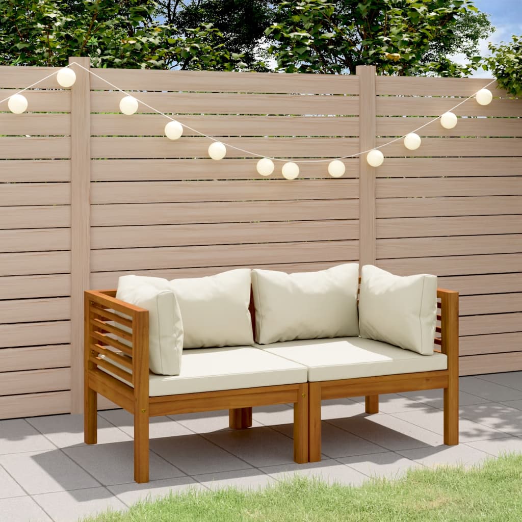 JUNG Vida 2-Sitzer-Gartensofa Creme Kissen Massivholz Akazie 2 Sitzer Gartensofa - Image 2