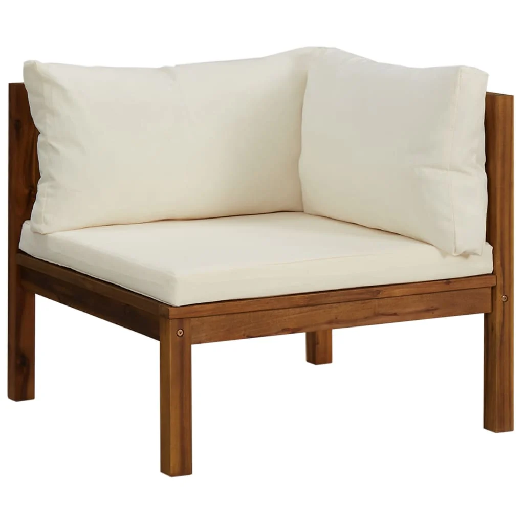 JUNG Vida 2-Sitzer-Gartensofa Creme Kissen Massivholz Akazie 2 Sitzer Gartensofa - Image 3