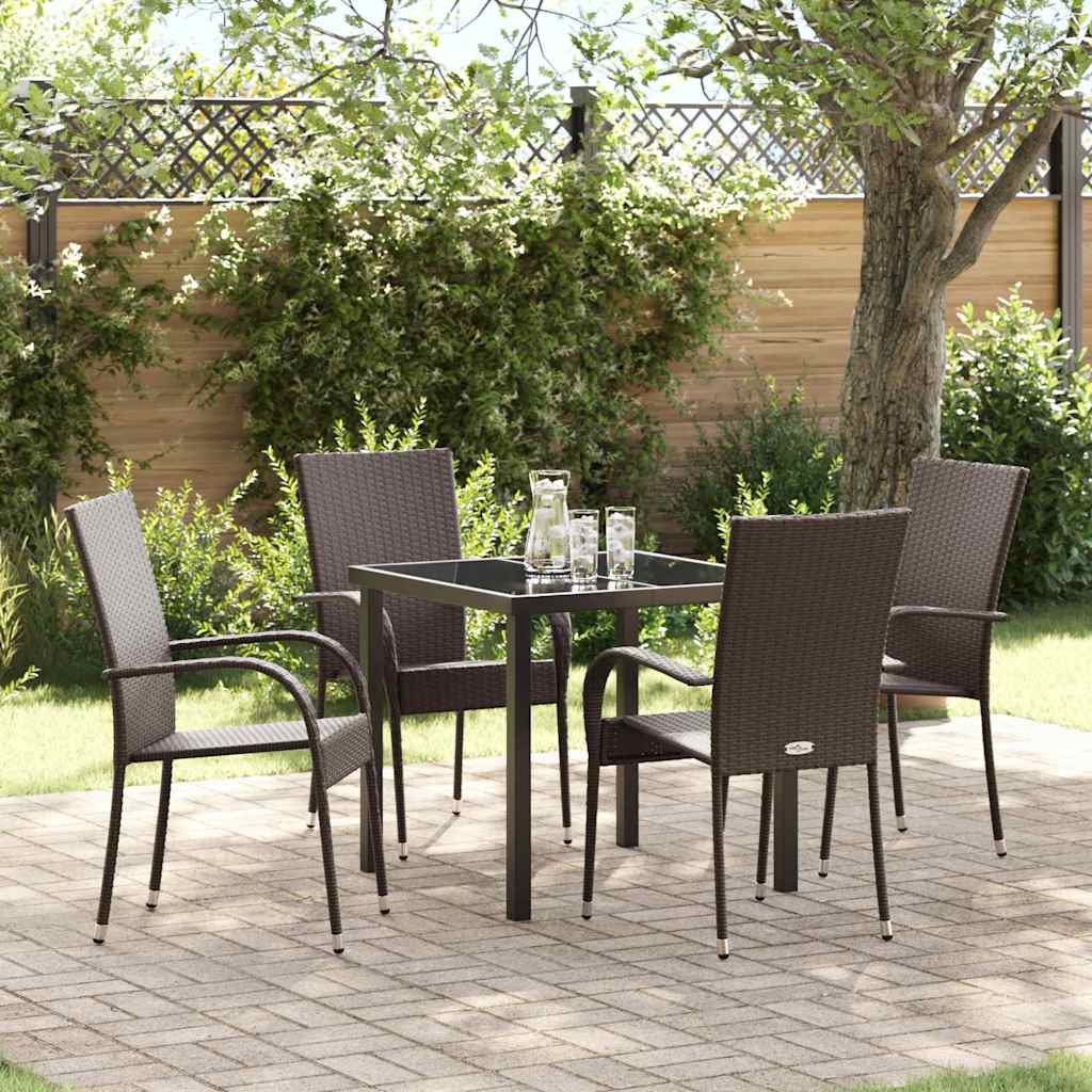JUNG Vida Garten Essgruppe Braun Pulverbeschichteter Stahl 5 Stk Gartenessgruppe Balkon - Image 2