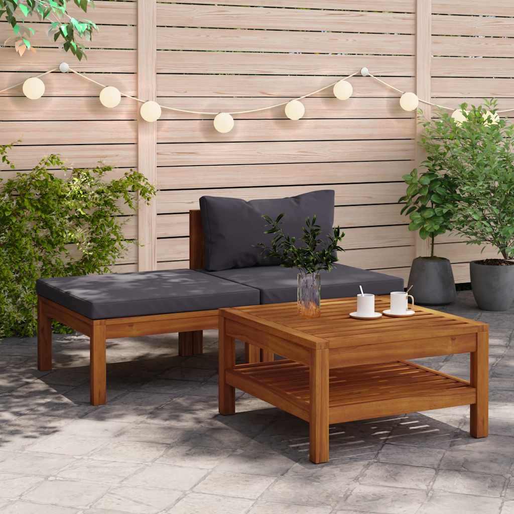 JUNG Vida Garten-Lounge-Set Dunkelgrauen Kissen Akazienholz Dunkelgrauenkissen Sitzkissen - Image 2