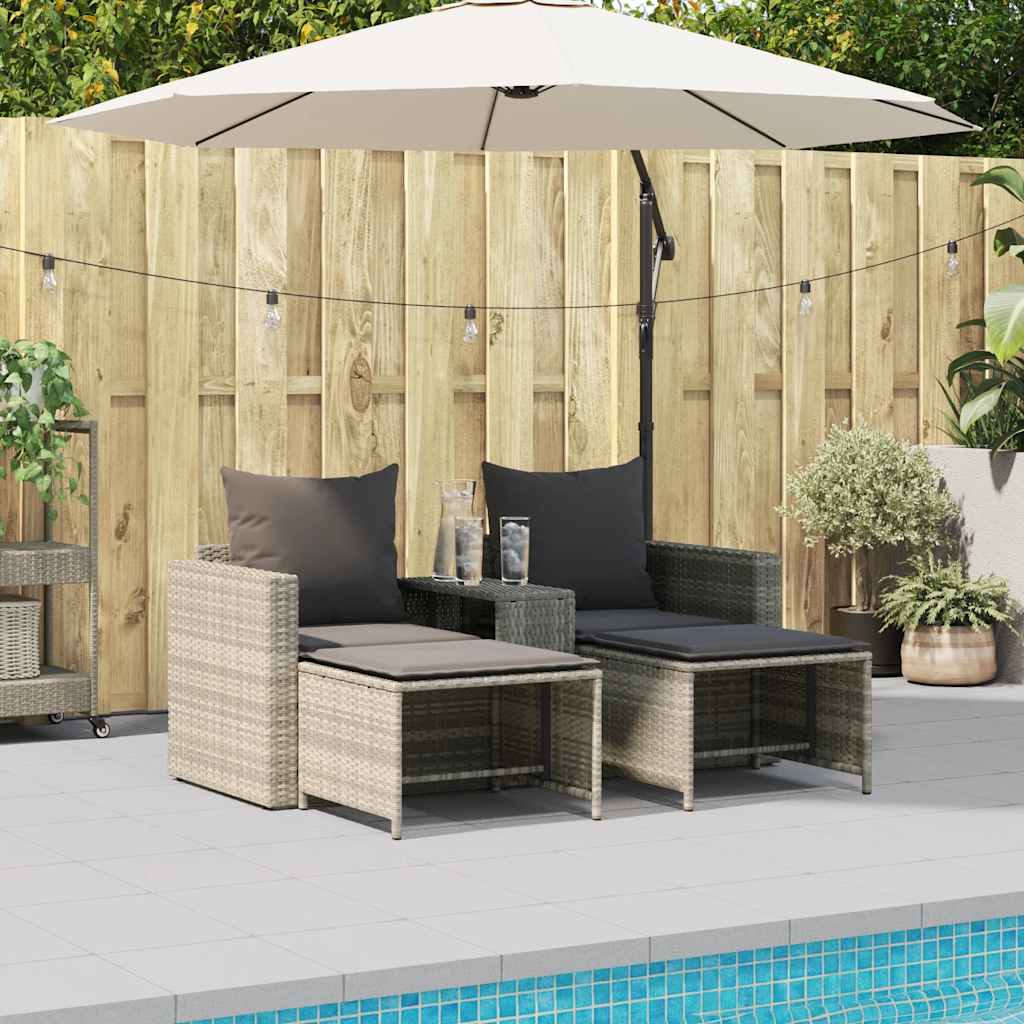 JUNG Vida Garten-Sofagarnitur Kissen Stapelbar Hellgrau Poly Rattan GartenSofagarniturkissen - Image 3