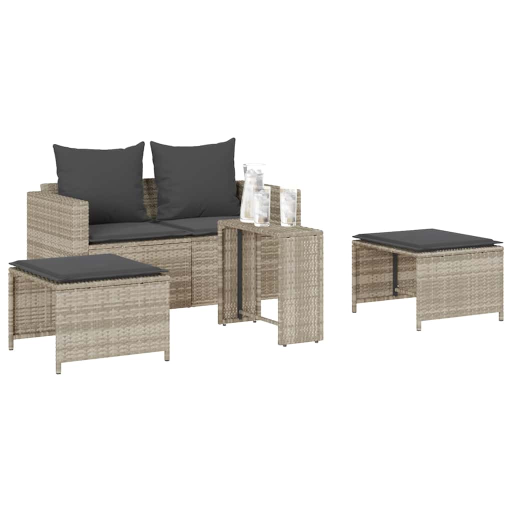 JUNG Vida Garten-Sofagarnitur Kissen Stapelbar Hellgrau Poly Rattan GartenSofagarniturkissen - Image 4