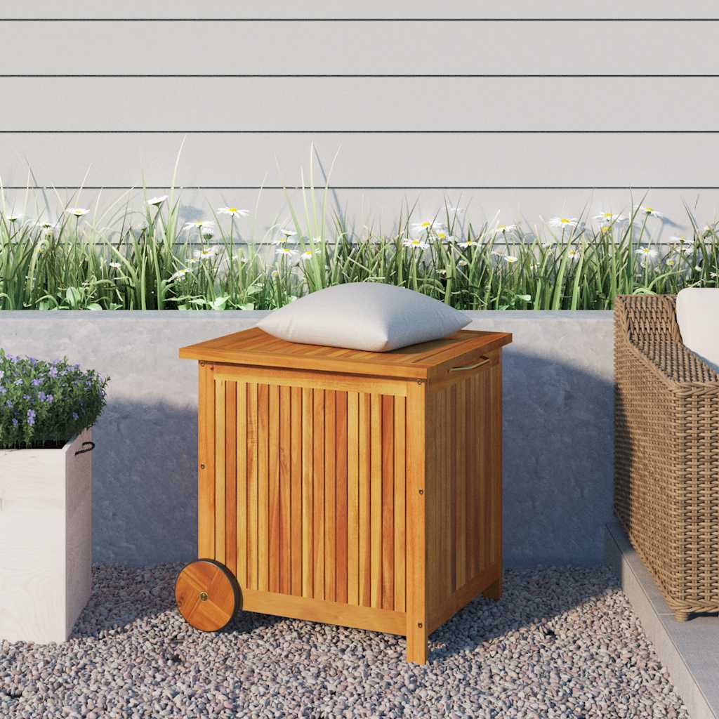 JUNG Vida Gartentruhe Rollen Massivholz Akazie 60x50x58 cm Garten Balkon Terrasse Außenbereich - Image 2