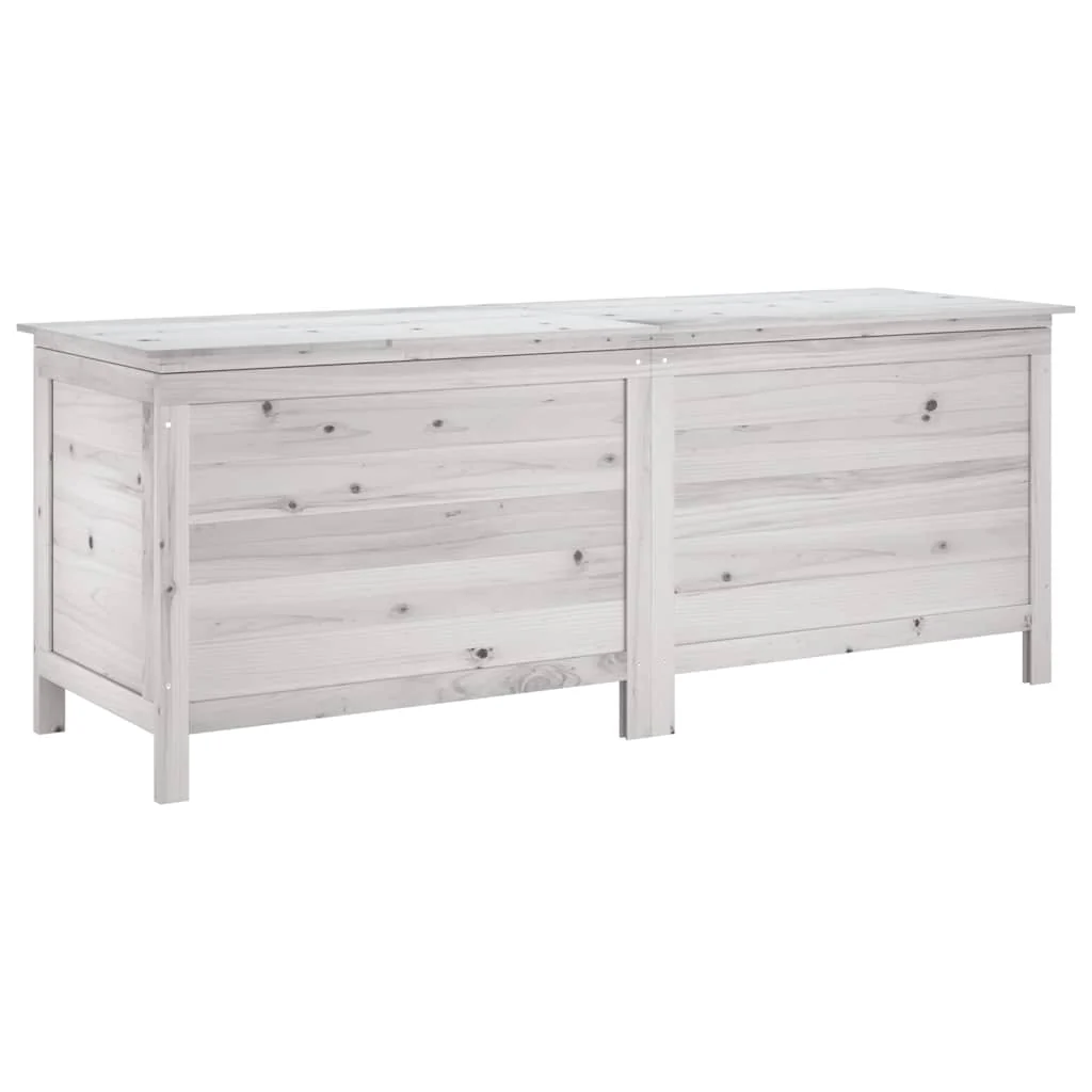 JUNG Vida Gartentruhe Weiß Massivholz Tanne 150x50x56,5 cm Garten Balkon Terrasse