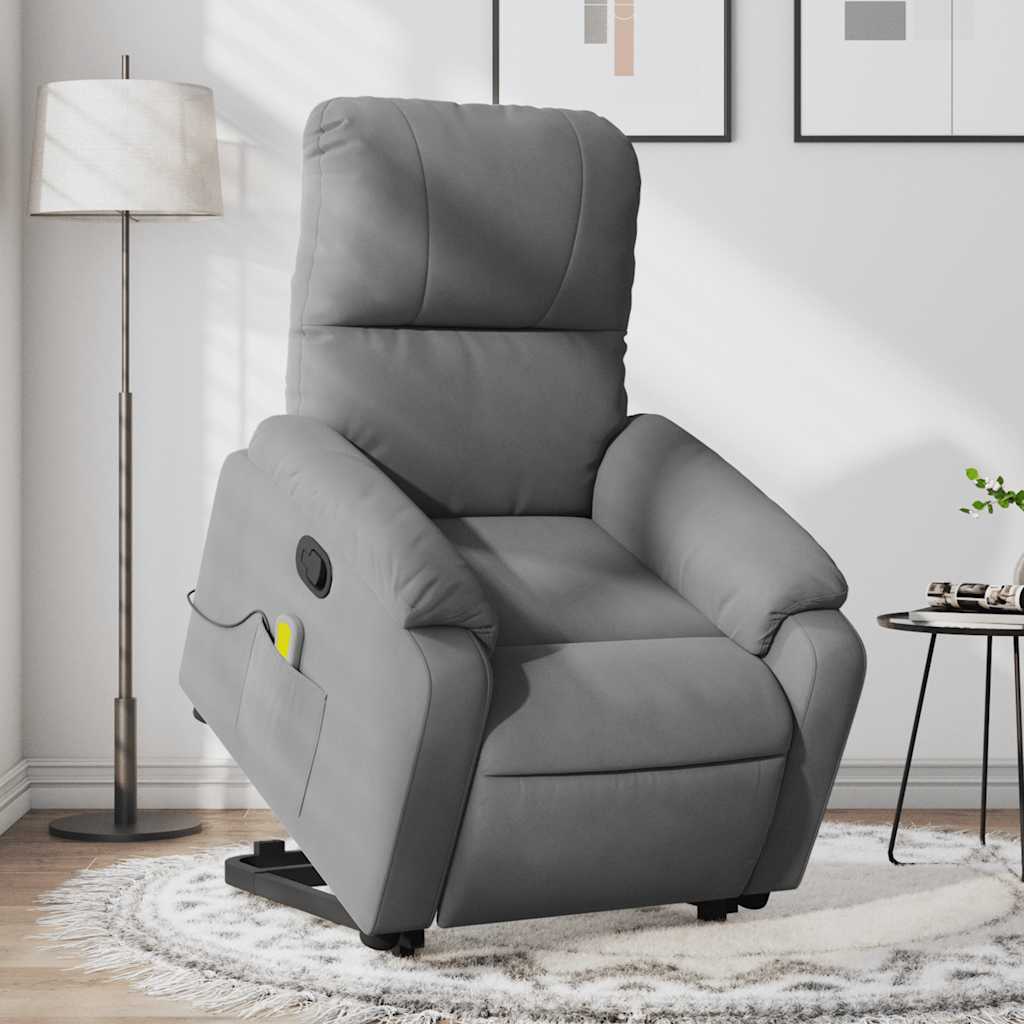 JUNG Vida Massagesessel Aufstehhilfe Hellgrau Mikrofasergewebe Relaxsessel Fernsehsessel - Image 17