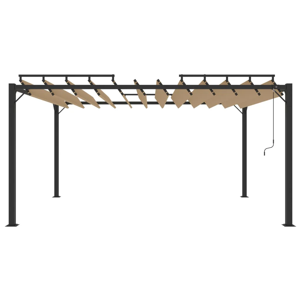 JUNG Vida Pergola Lamellendach Taupe Stoff Aluminium 3x4 m - Image 3