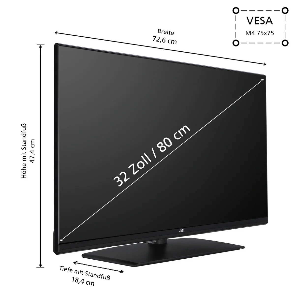 JVC LT-32VF5355 32 Zoll Fernseher Smart TV (Full HD, HDR, Triple Tuner, 6 Monate HD+ inkl.) - Image 2