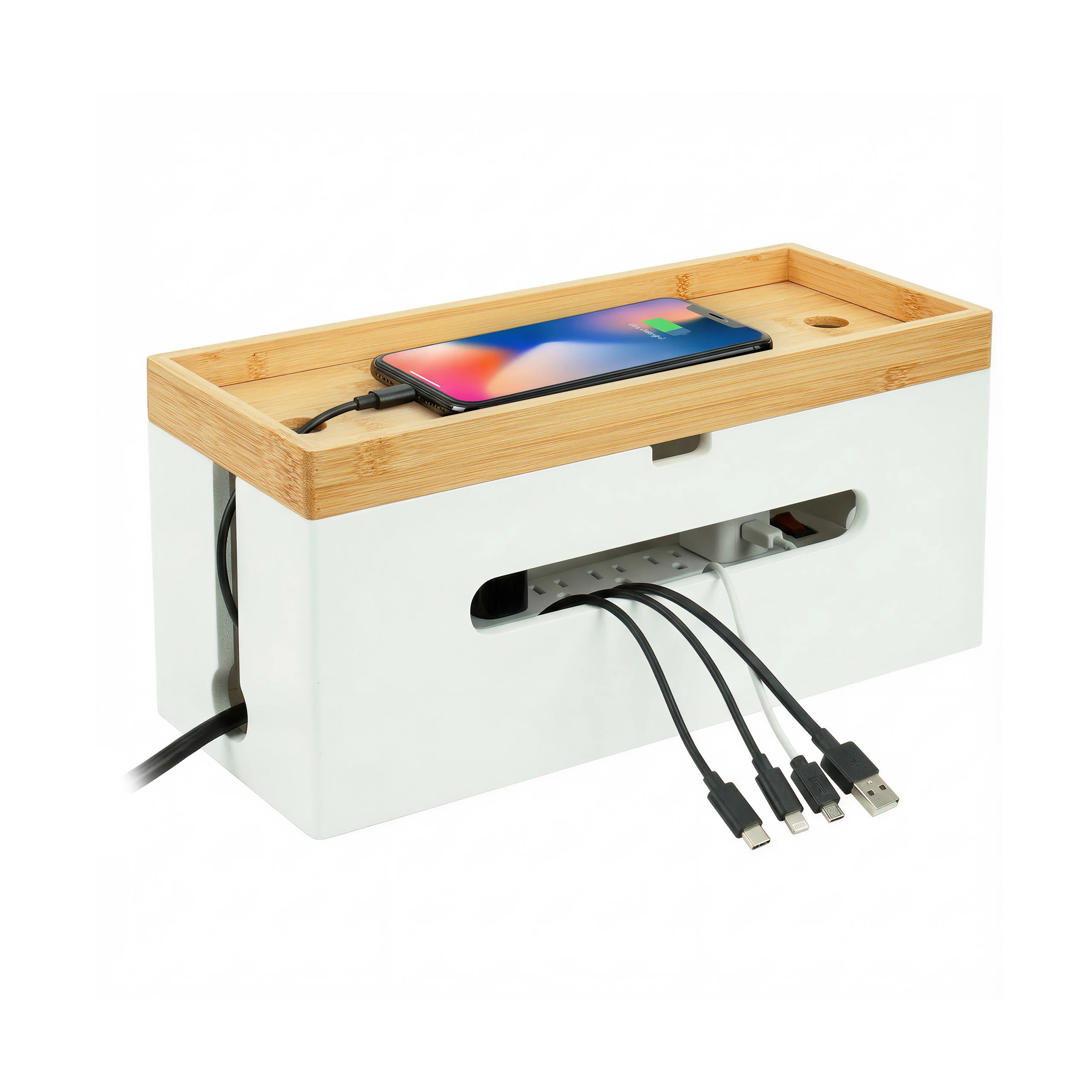 Kabelbox aus Bambus