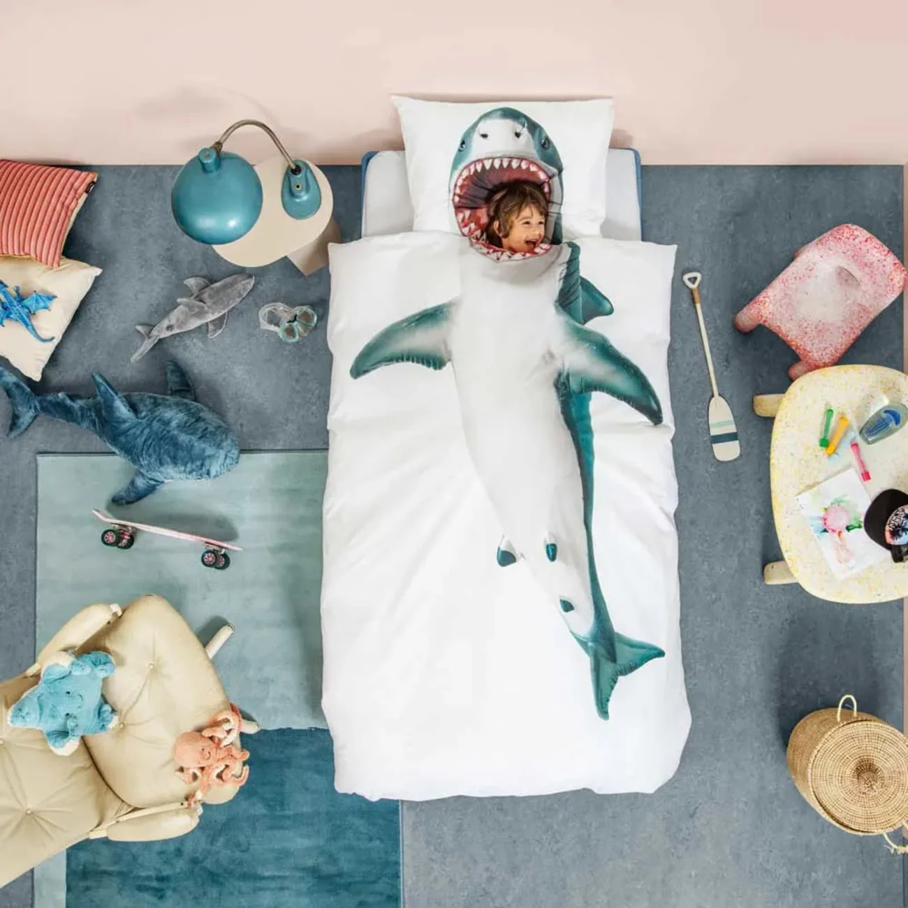 Kinderbettwäsche mit Haifisch-Design, 135x200 cm - Image 3