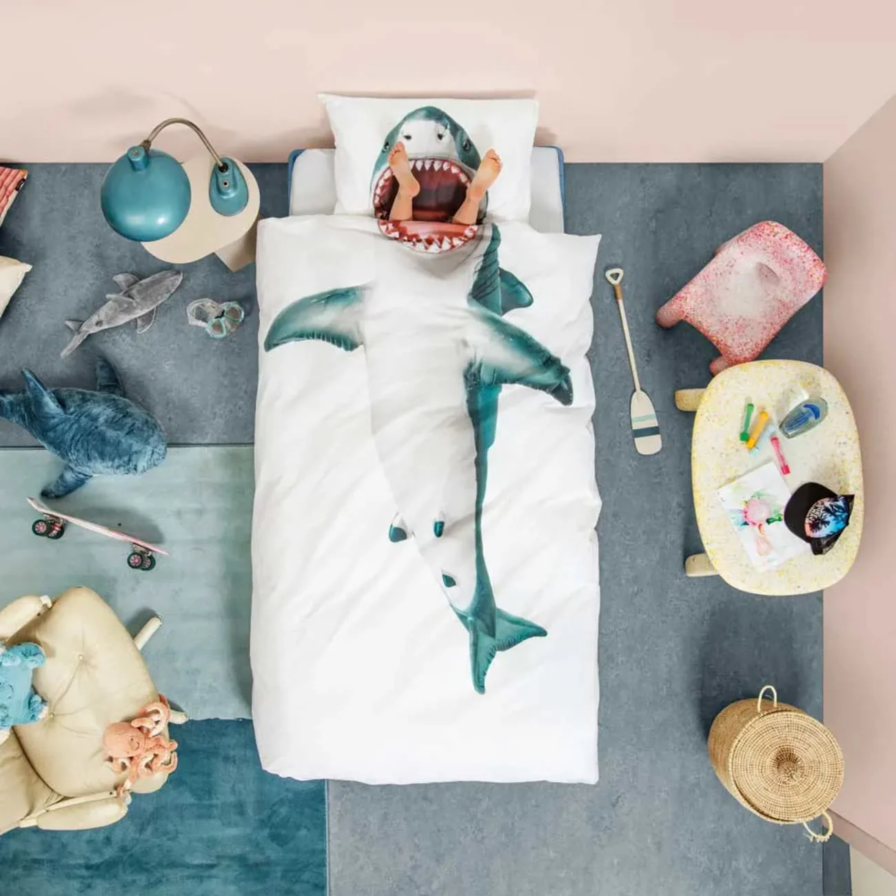 Kinderbettwäsche mit Haifisch-Design, 135x200 cm - Image 4