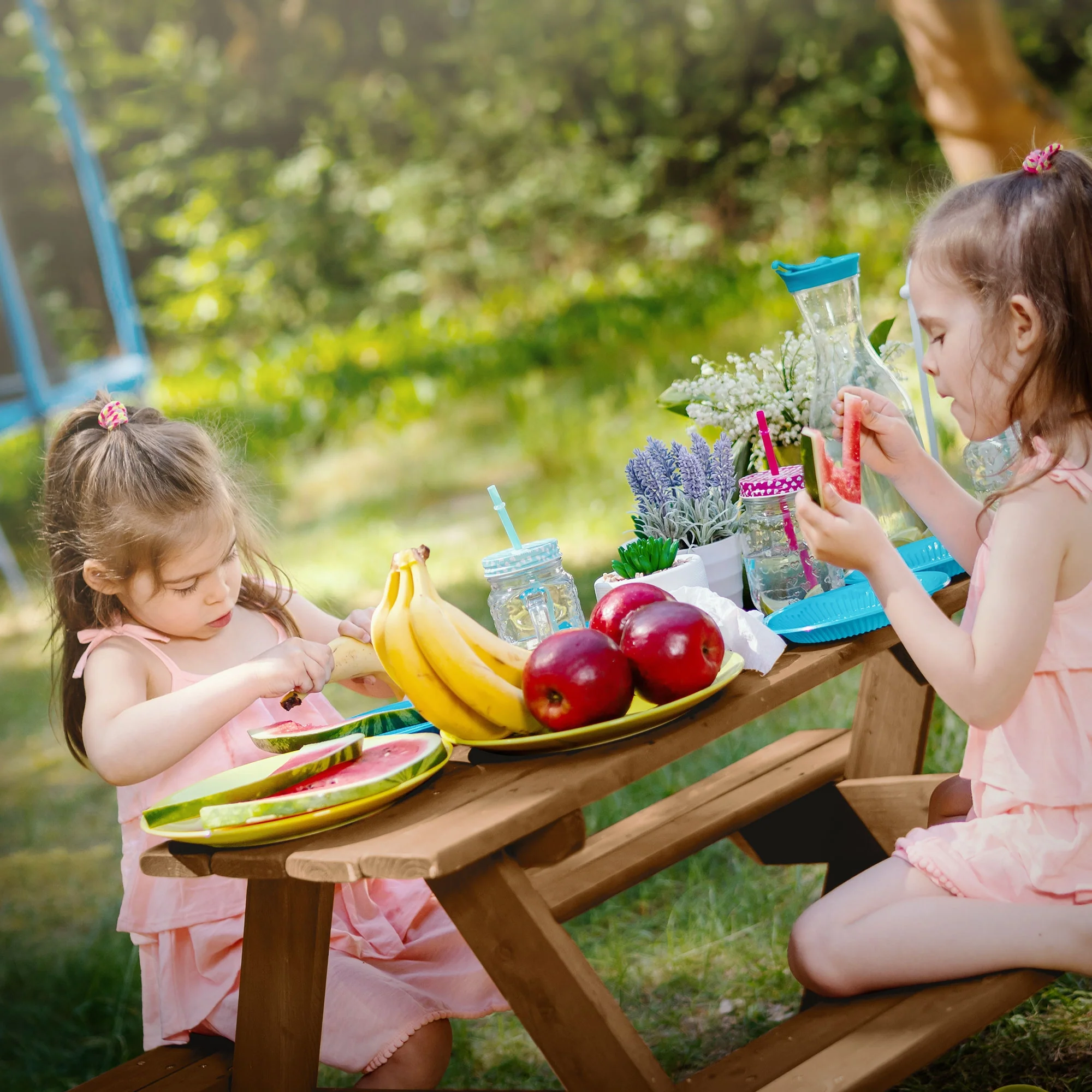 Kindersitzgarnitur für Draußen, Braun, Sitzgruppe Outdoor 2 Bänke mit Tisch - Image 6