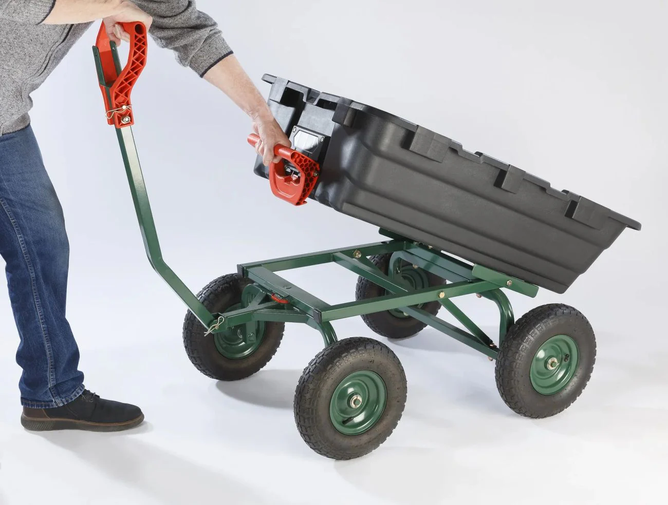 Kippbarer Garten Transportwagen, 550 kg Tragkraft, luftbereifte Räder - Image 5