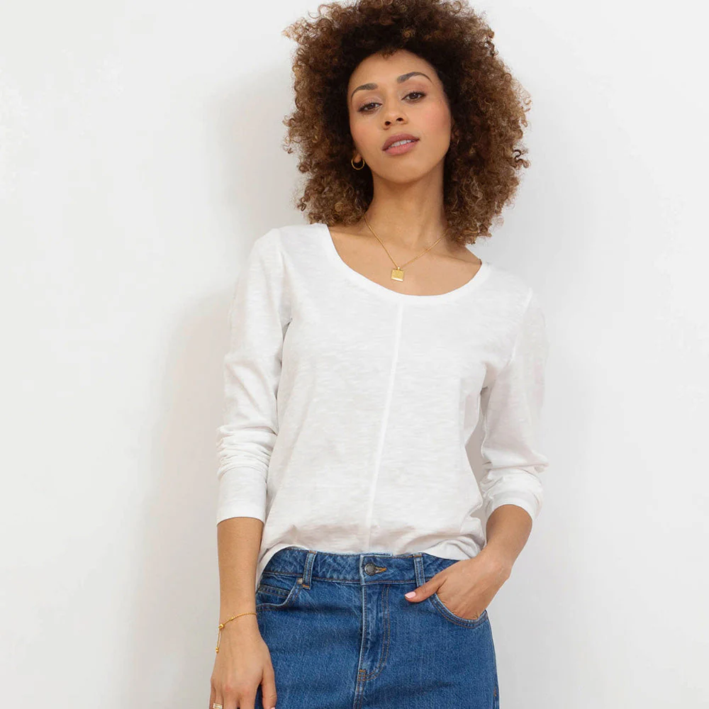 Kite Damen Sandford Ausbrenner Jersey Shirt Ecru Bio-Baumwolle