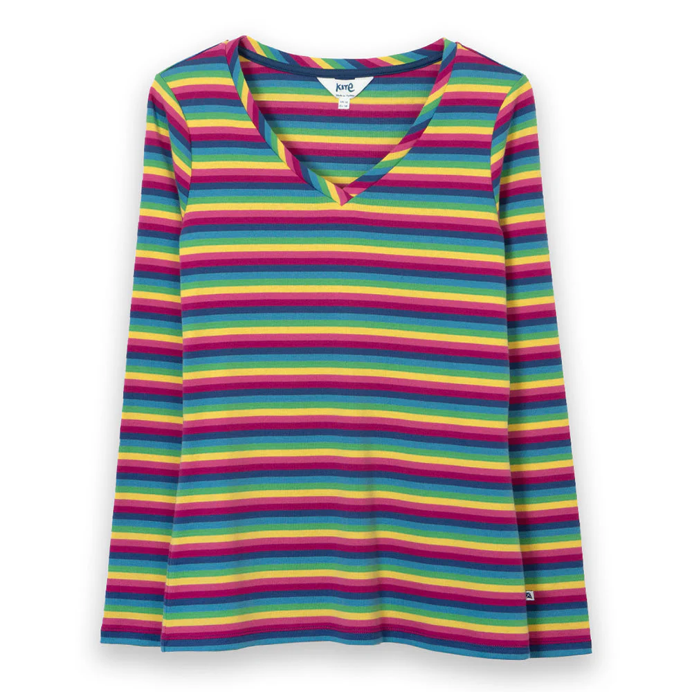 Kite Damen Swanmore Jersey Shirt V-Kragen Rainbow Bio-Baumwolle - Image 18