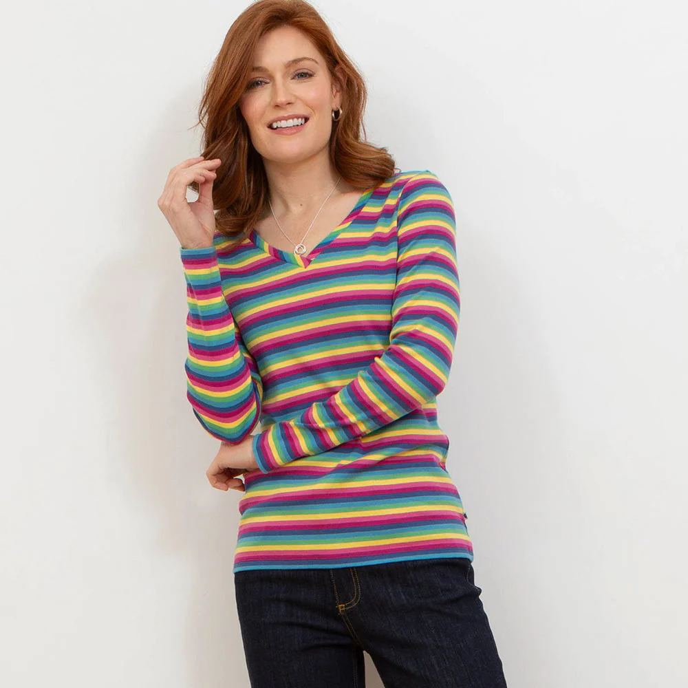 Kite Damen Swanmore Jersey Shirt V-Kragen Rainbow Bio-Baumwolle - Image 8