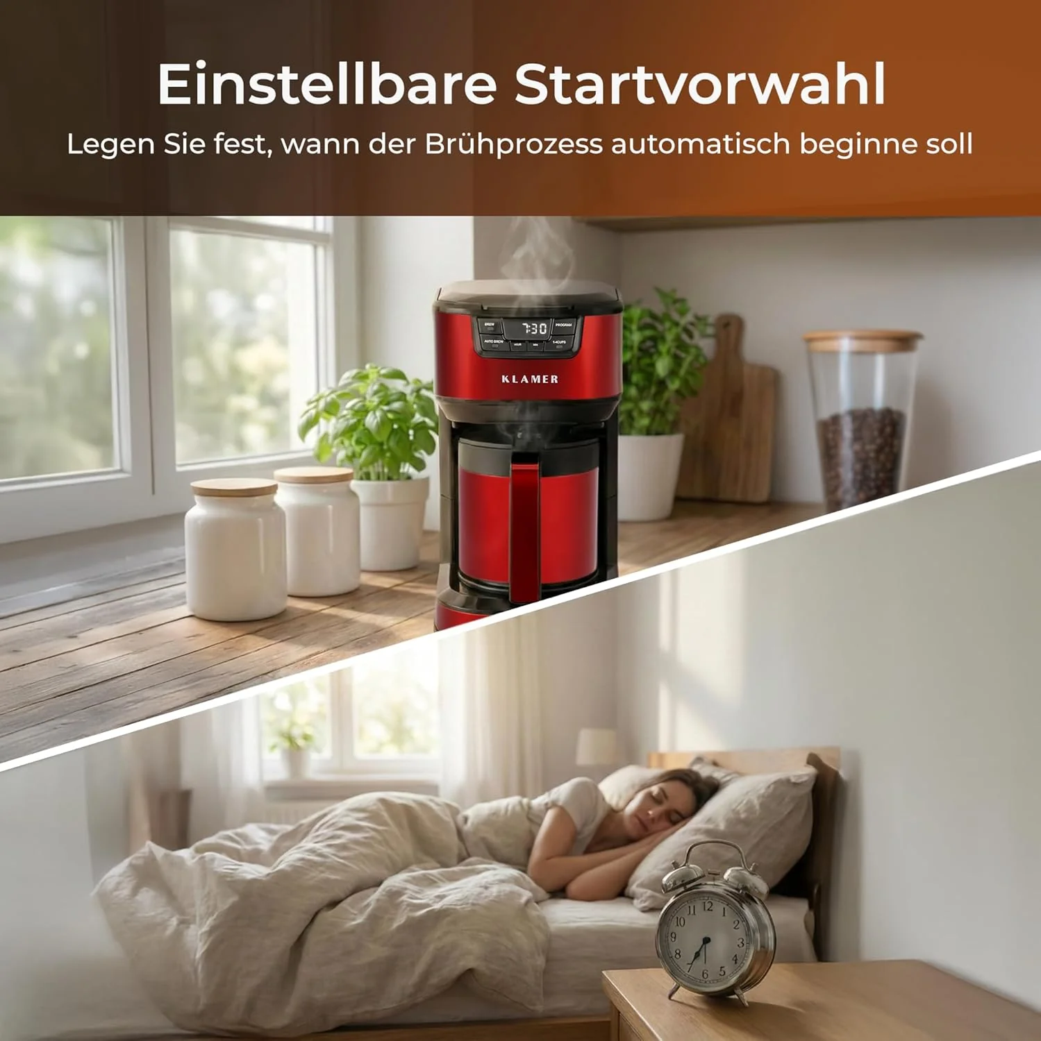 KLAMER Filterkaffeemaschine mit Thermoskanne, Kaffeebereiter mit 1,25L Fassungsvermögen - Image 6