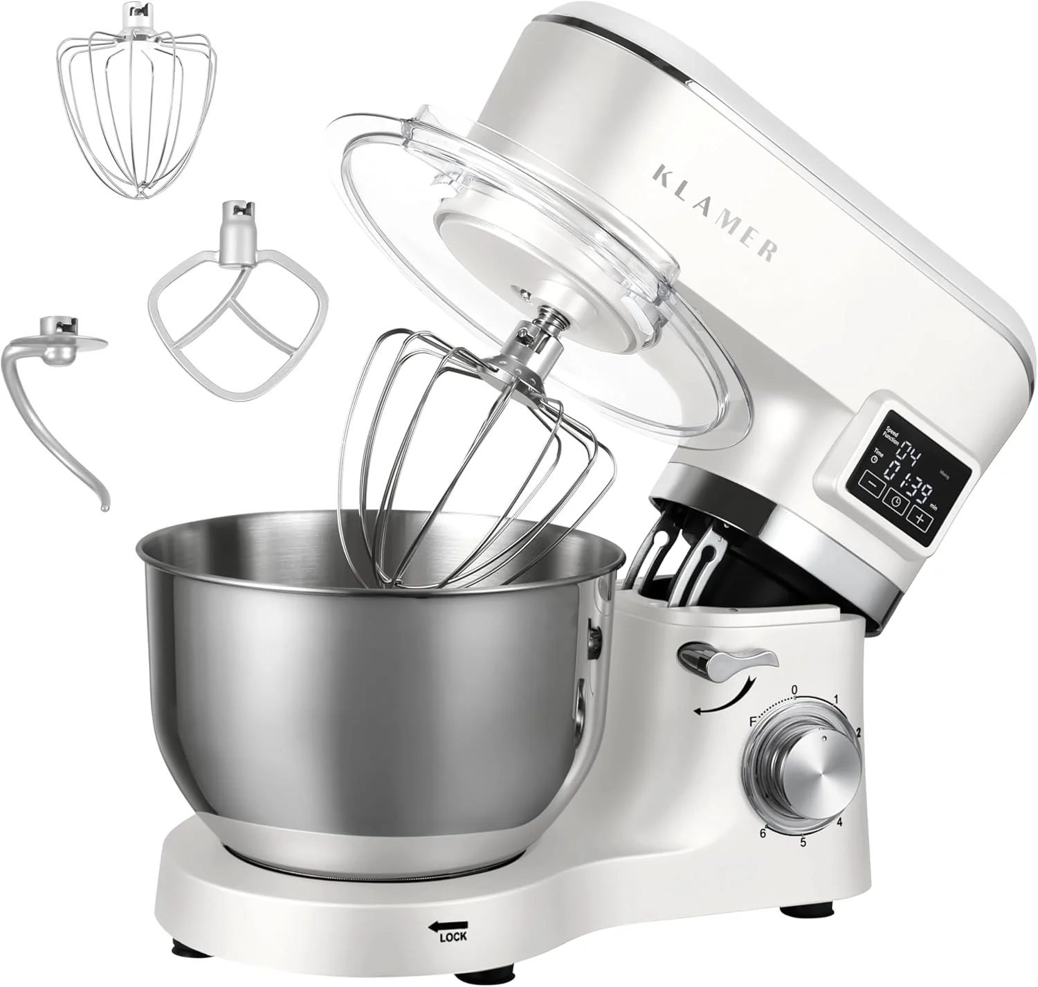 KLAMER Küchenmaschine Classic 1400 W – 5,5 L Rührschüssel, 3 Aufsätze - Image 27