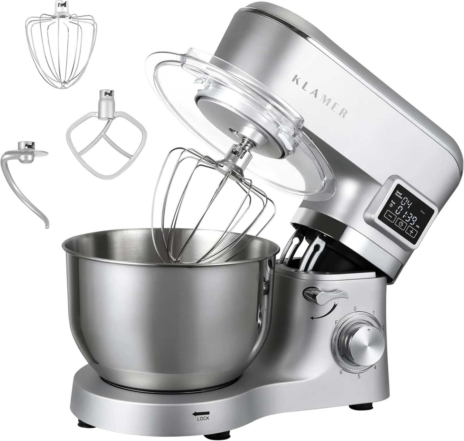 KLAMER Küchenmaschine Classic 1400 W – 5,5 L Rührschüssel, 3 Aufsätze - Image 8