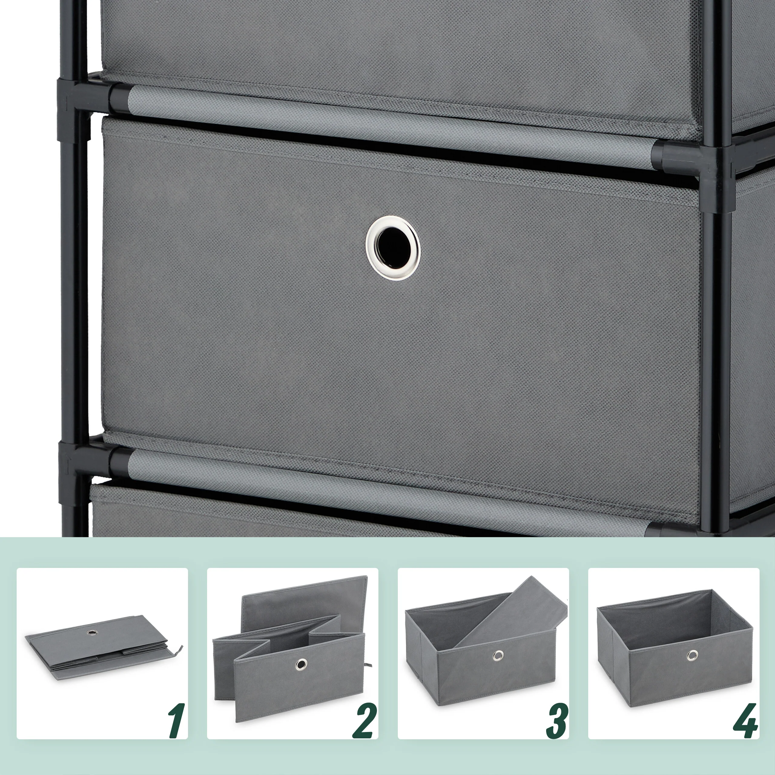 Kommode Holzoptik mit Stoffschubladen - Image 30