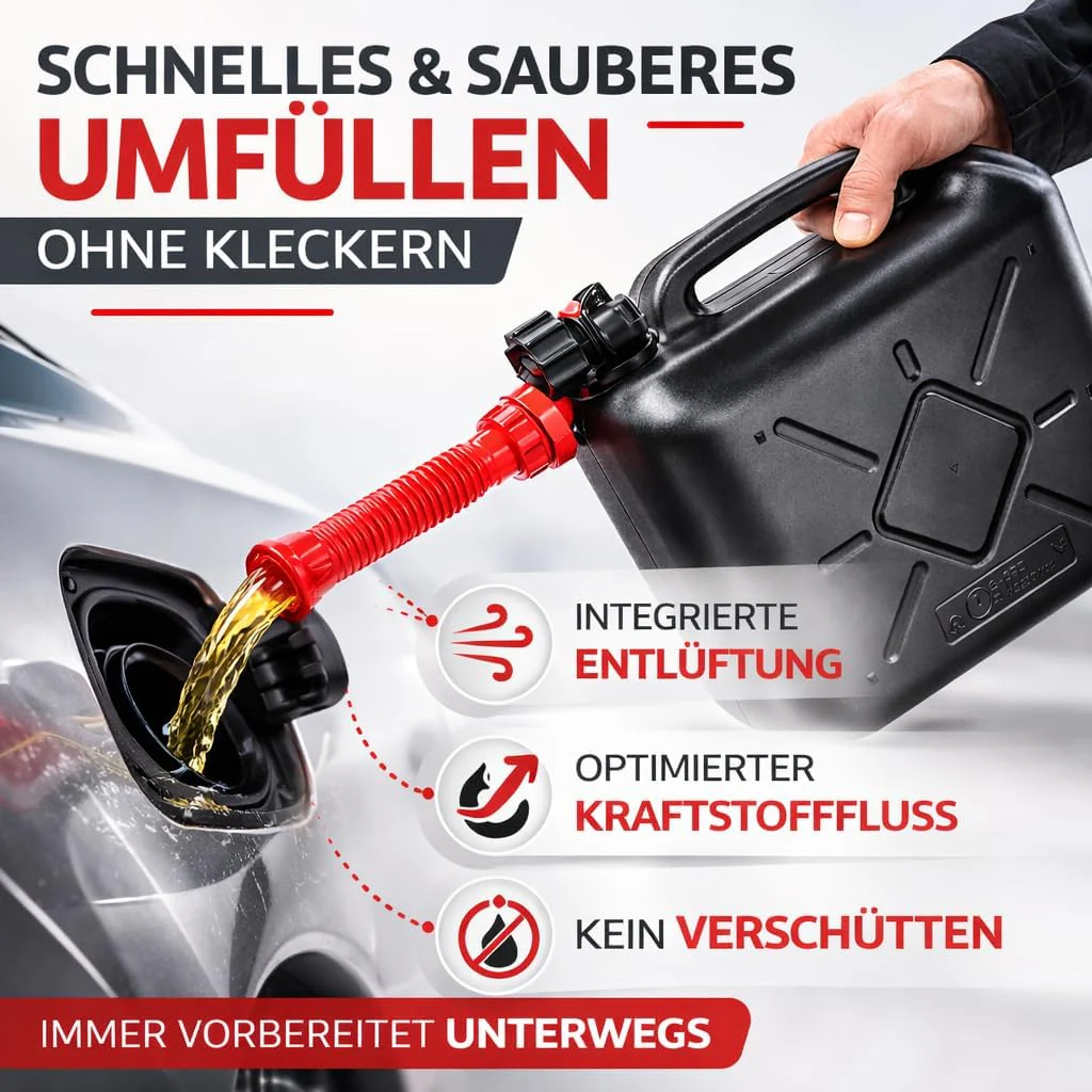 Kraftstoffkanister für Benzin & Diesel mit UN-Zulassung EU – mit Einfüllstutze - Image 3
