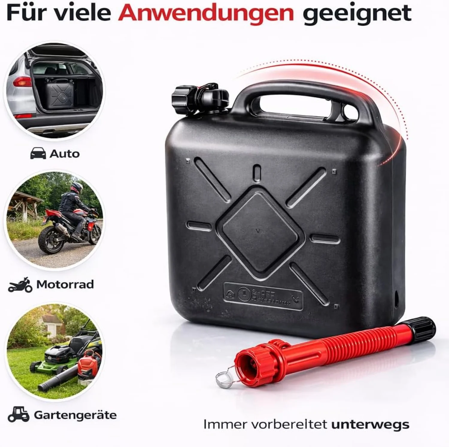 Kraftstoffkanister für Benzin & Diesel mit UN-Zulassung EU – mit Einfüllstutze - Image 4