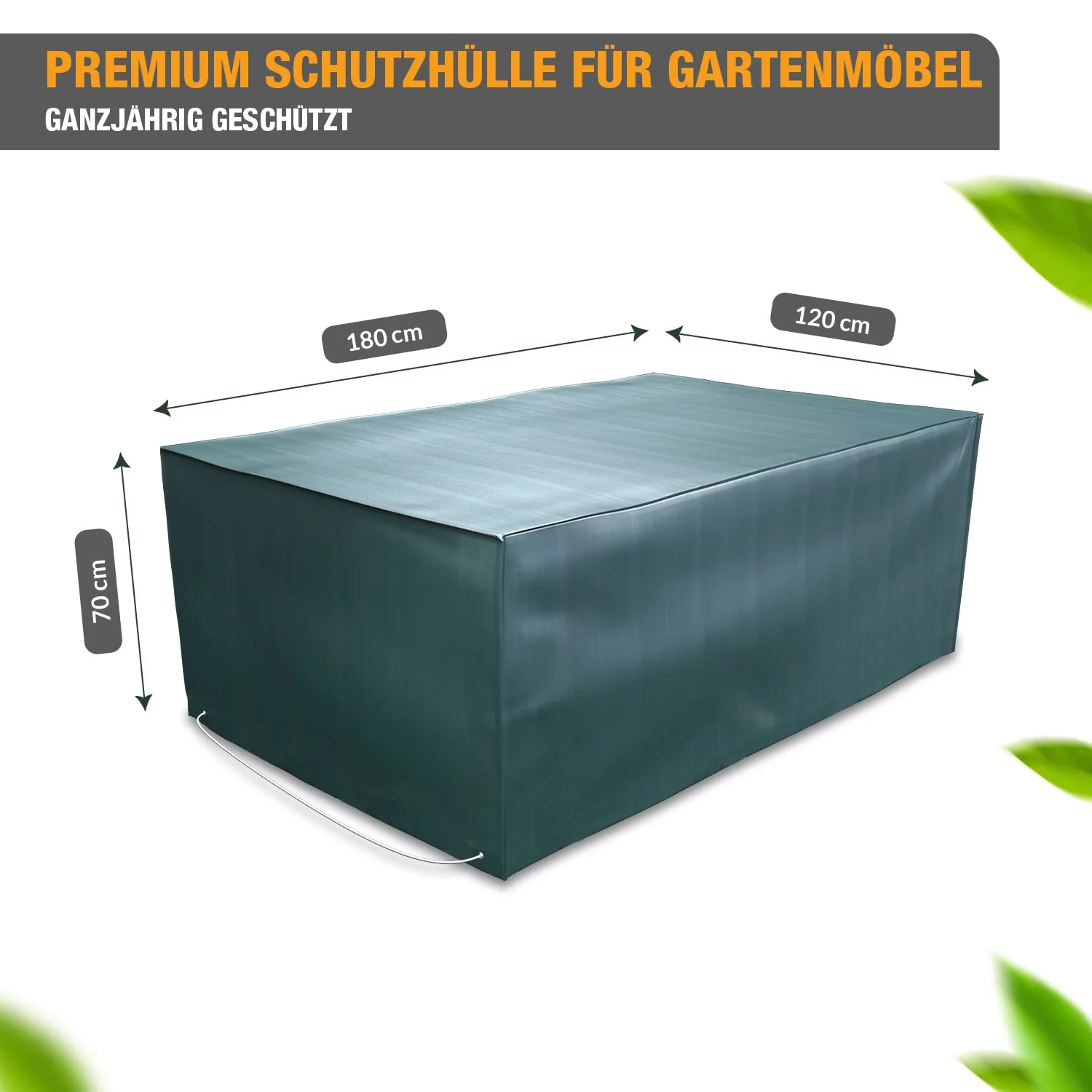 Kronenburg Schutzhülle Gartentisch Abdeckhaube, Grün, 70 x 180 x 120 cm - Abdeckung für Gartenmöbel - Image 2