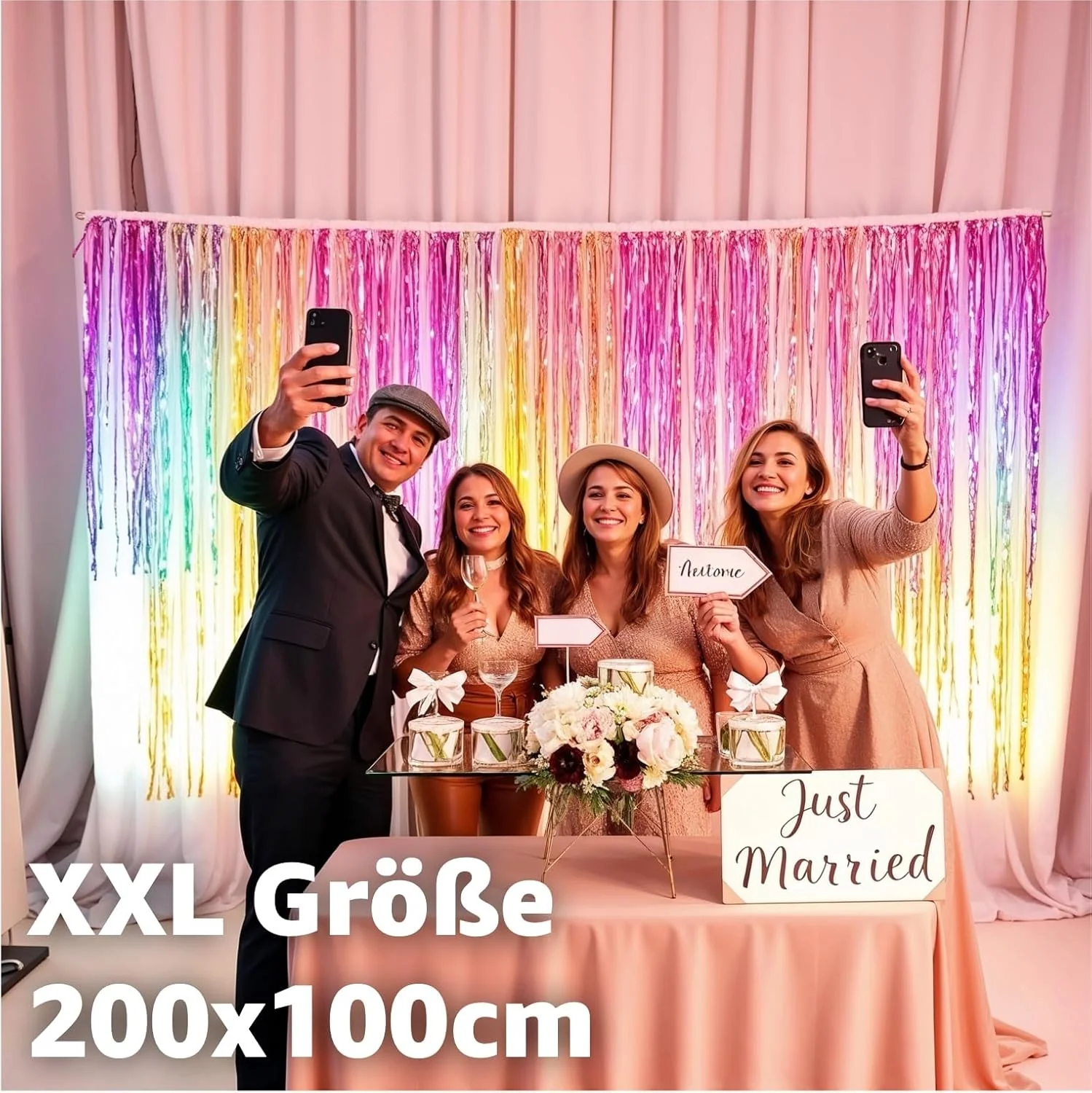 Lametta Vorhang bunt - 200 x 100 cm - Glitzervorhang für Türrahmen als Dekoration, Party, Hochzeit - Image 12
