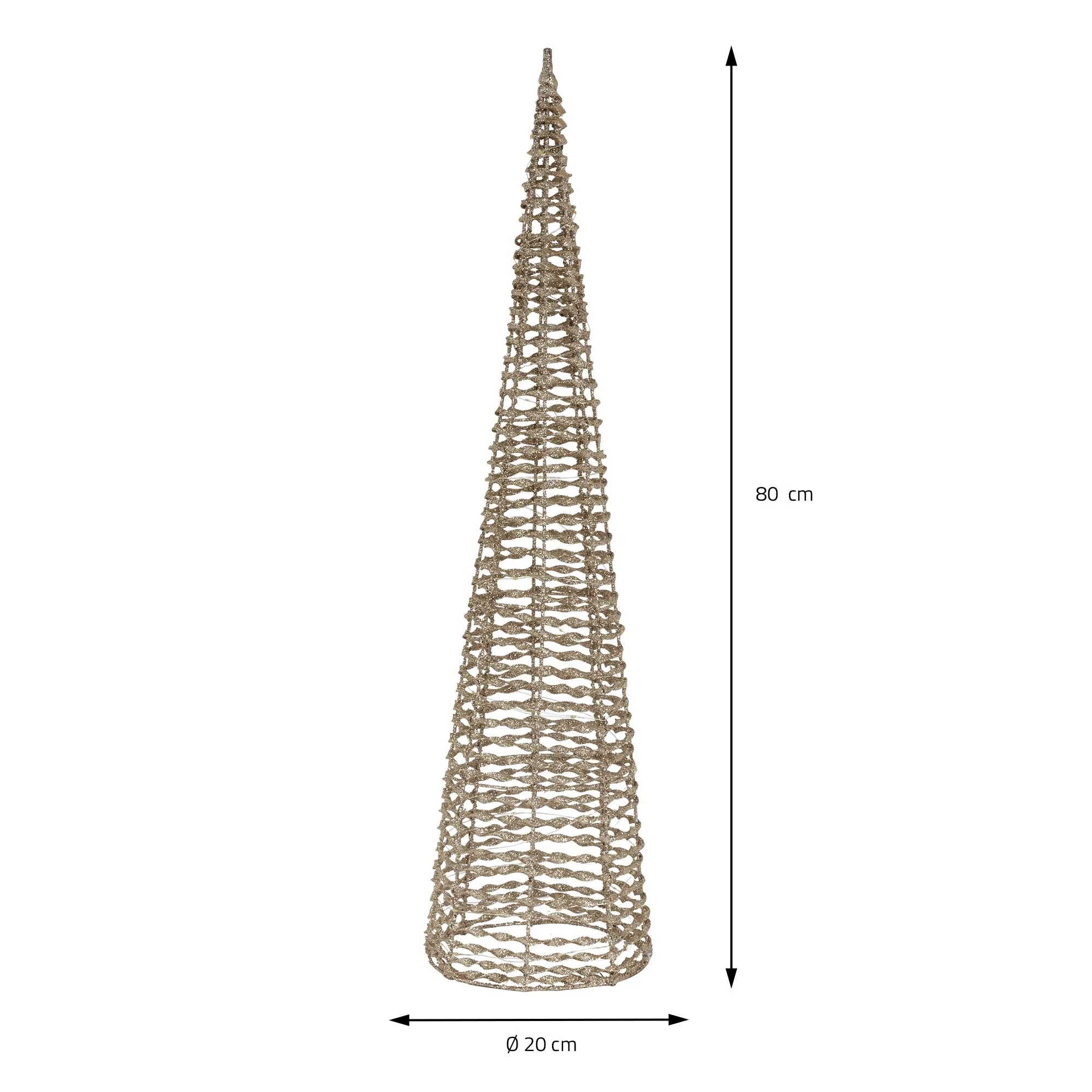 LED Pyramide Lichterkegel 2er Set 60/80 cm Gold aus Metall mit warmweißen LEDs - Image 6