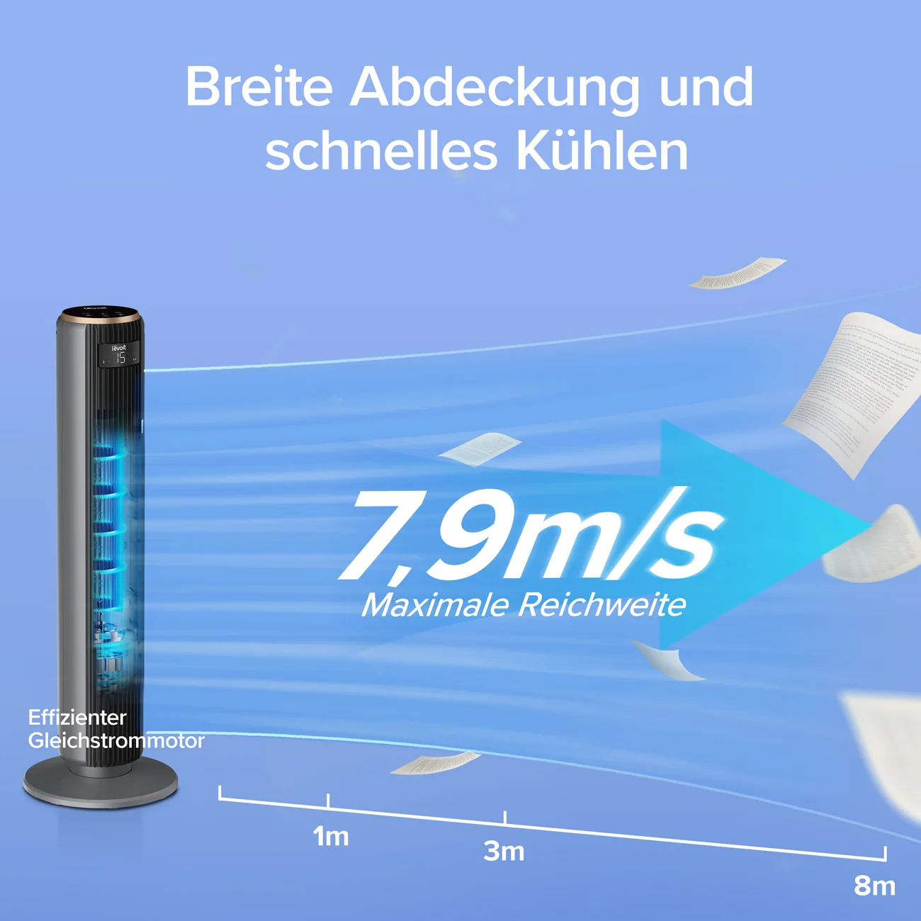 Levoit TempSense 36 DC Turmventilator schwarz Schlafmodus 12 Geschwindigkeiten - Image 5