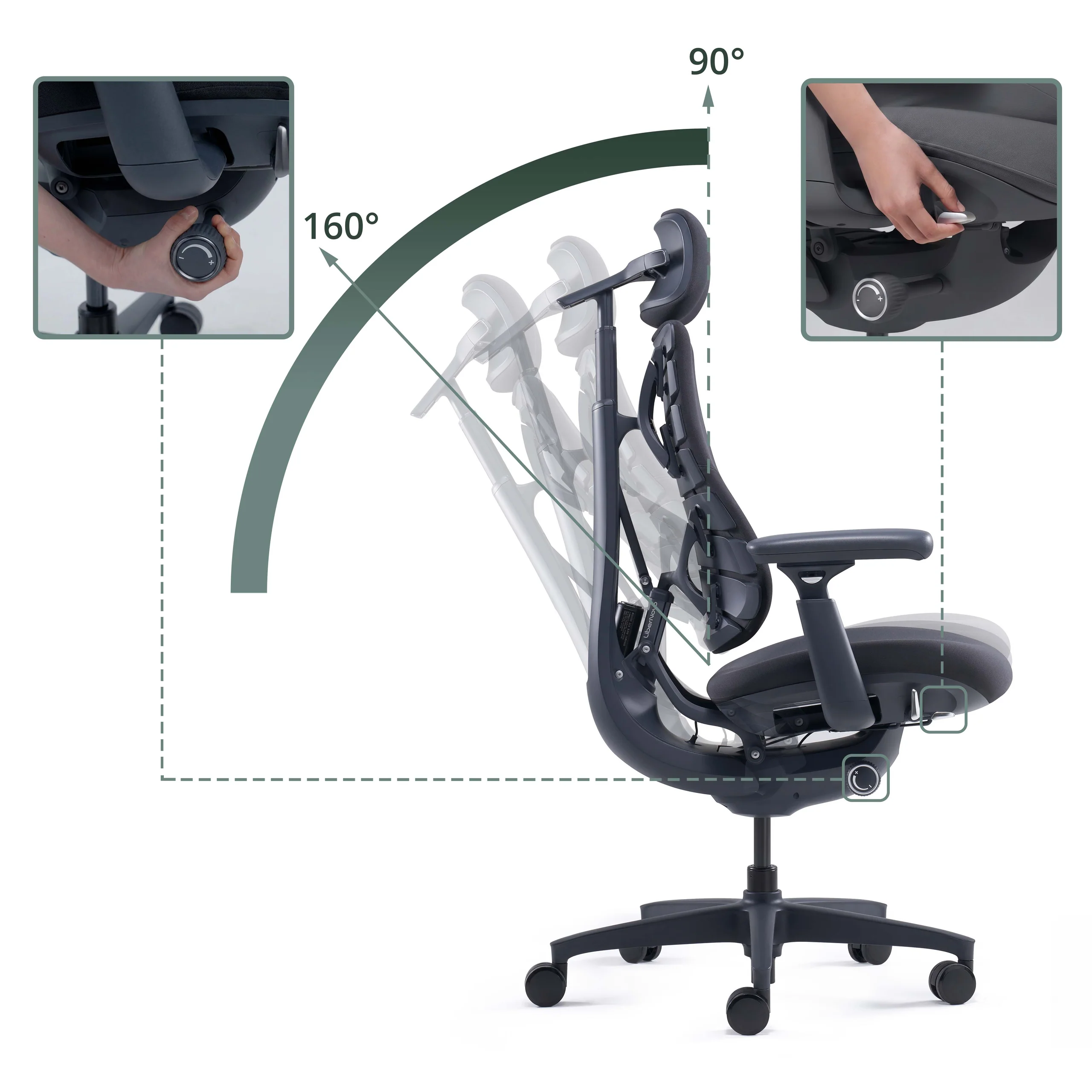 LiberNovo Omni Dynamischer ergonomischer Stuhl 48 cm Sitztiefe Stoff schwarz - Image 4