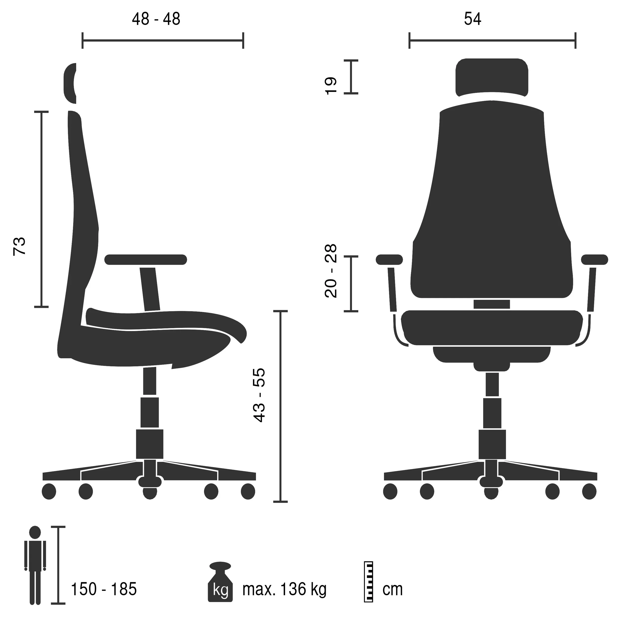 LiberNovo Omni Dynamischer ergonomischer Stuhl 48 cm Sitztiefe Stoff schwarz - Image 8
