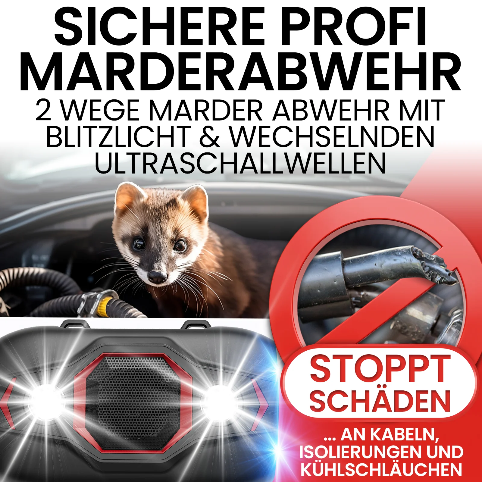 Marderschreck Auto Marderschutz Marder Abwehr Profi Ultraschall sofortiger Erfolg - Image 3