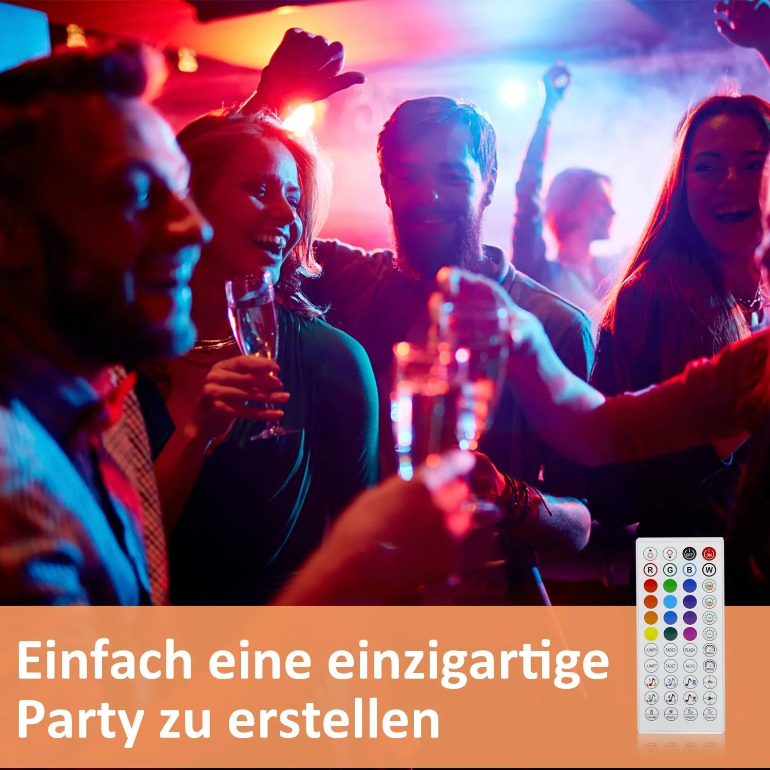 Mehrfarbiger RGB-LED-Streifen mit Fernbedienung und App-Steuerung - Image 3