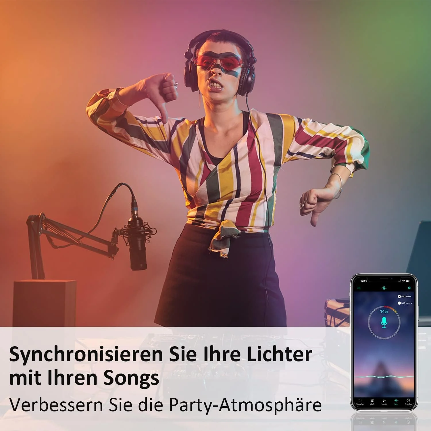Mehrfarbiger RGB-LED-Streifen mit Fernbedienung und App-Steuerung - Image 4