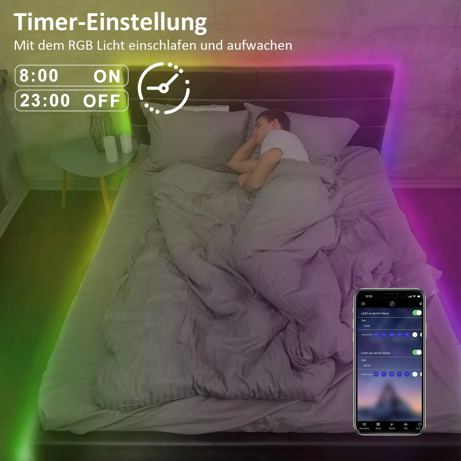 Mehrfarbiger RGB-LED-Streifen mit Fernbedienung und App-Steuerung - Image 5