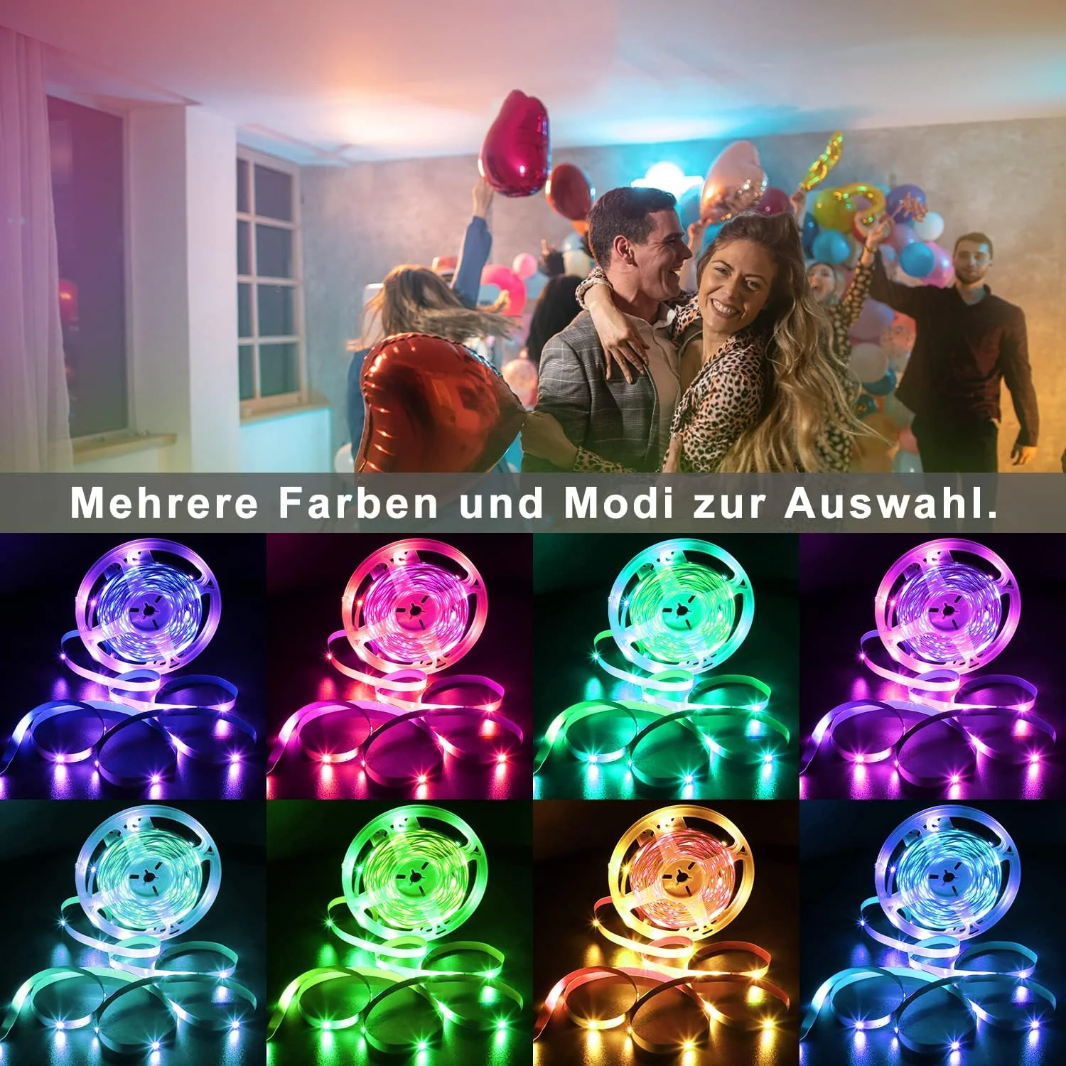 Mehrfarbiger RGB-LED-Streifen mit Fernbedienung und App-Steuerung - Image 8