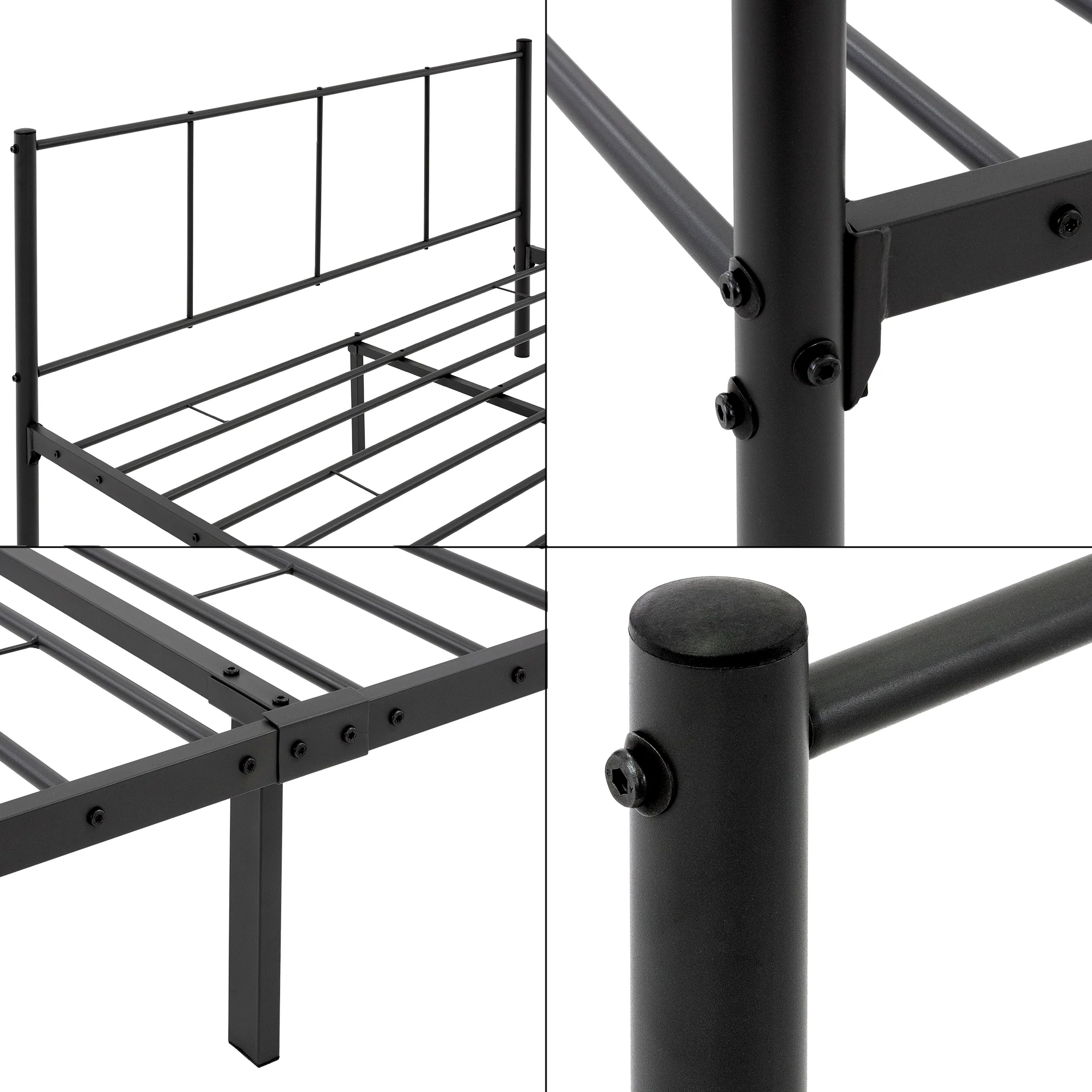 ML-Design Metallbett schwarz, 120x200 cm, auf Stahlrahmen mit Kopfteil und Lattenrost - Image 4