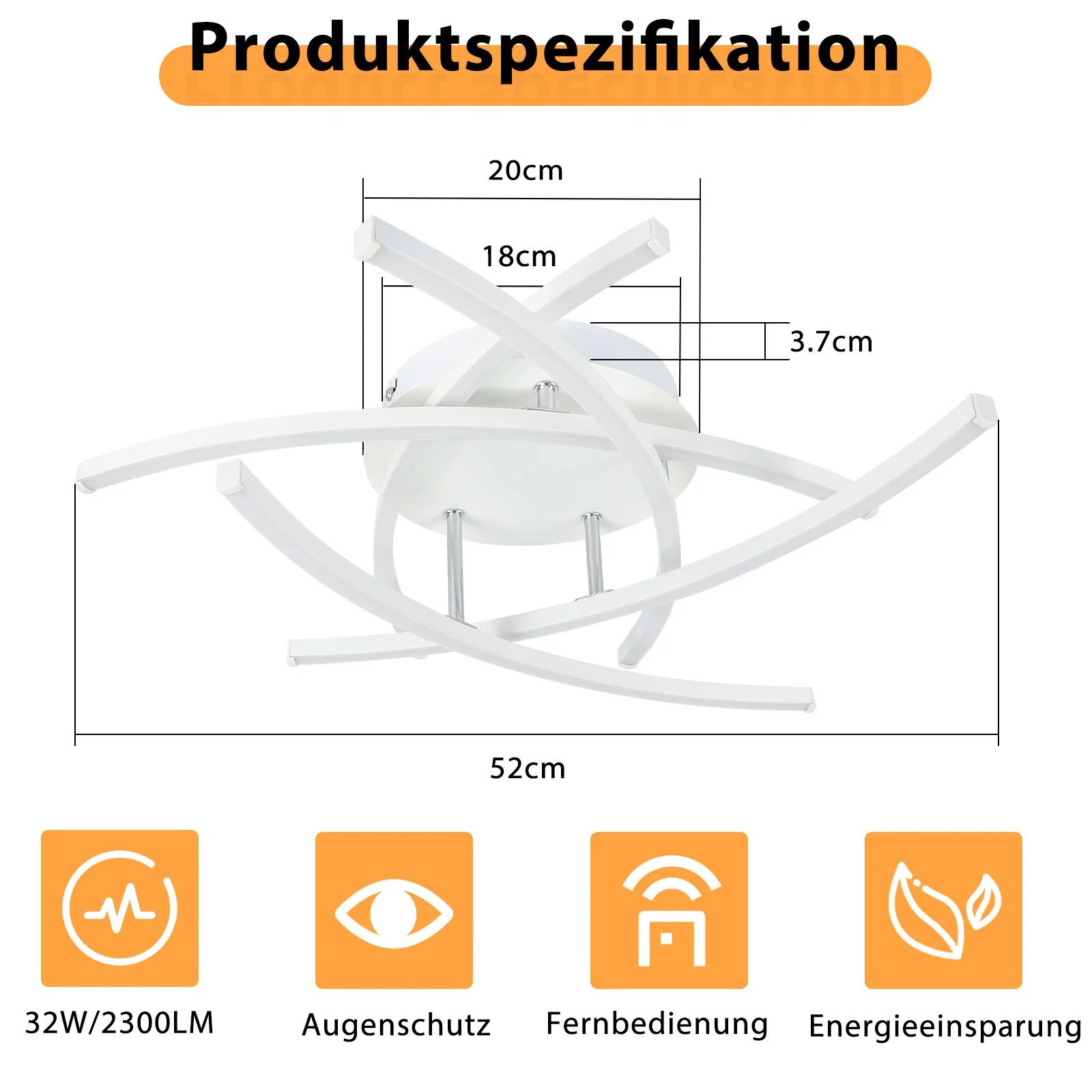 ZMH LED Deckenlampe 32W Dimmbar Modern Design mit Fernbedienung Schwarz Deckenleuchte für Esszimmer - Image 14