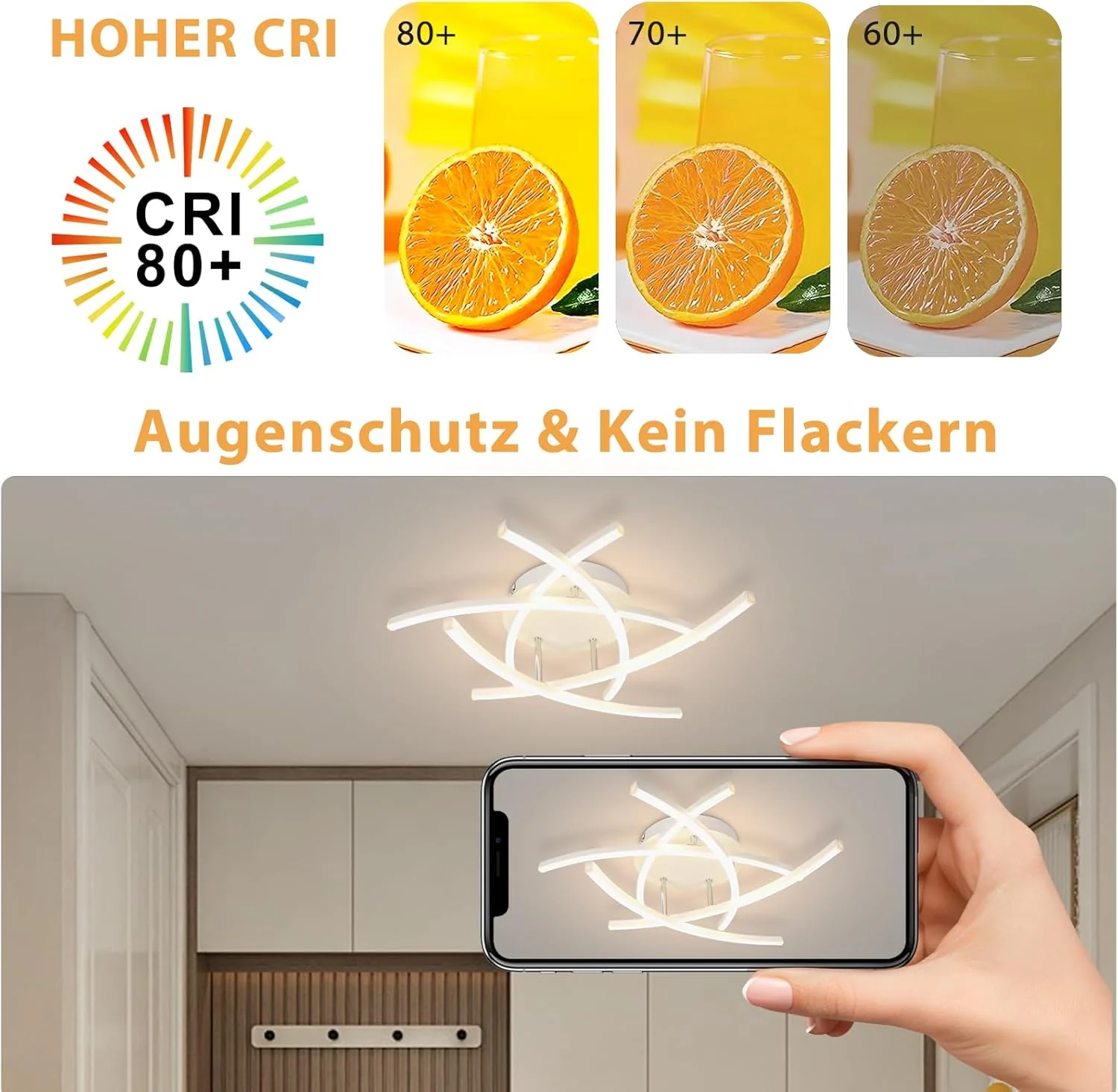 ZMH LED Deckenlampe 32W Dimmbar Modern Design mit Fernbedienung Schwarz Deckenleuchte für Esszimmer - Image 19