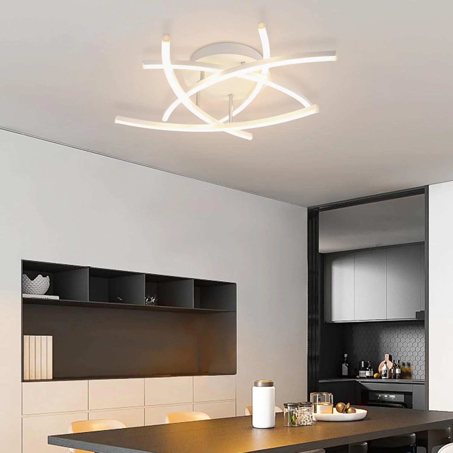 ZMH LED Deckenlampe 32W Dimmbar Modern Design mit Fernbedienung Schwarz Deckenleuchte für Esszimmer - Image 20