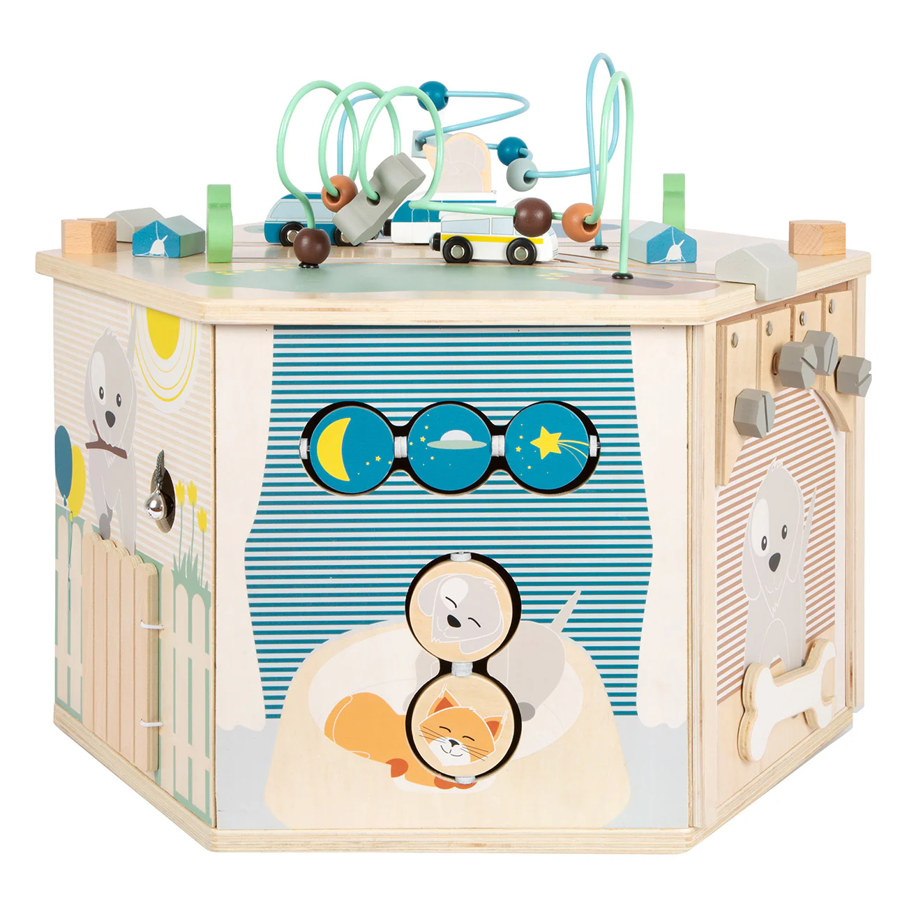 SmallFoot Motorikwürfel XXL Haustiere 11081, 8 bespielbare Flächen, Kreidetafel - Image 5