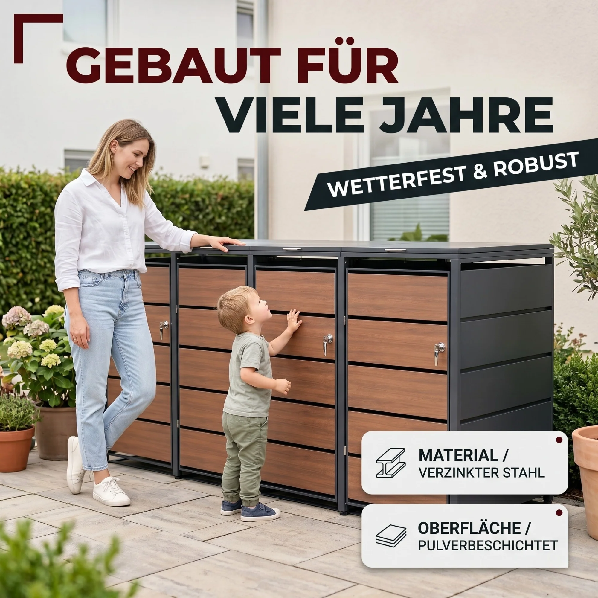Mülltonnenbox mit Holzdekor 4er - Image 19