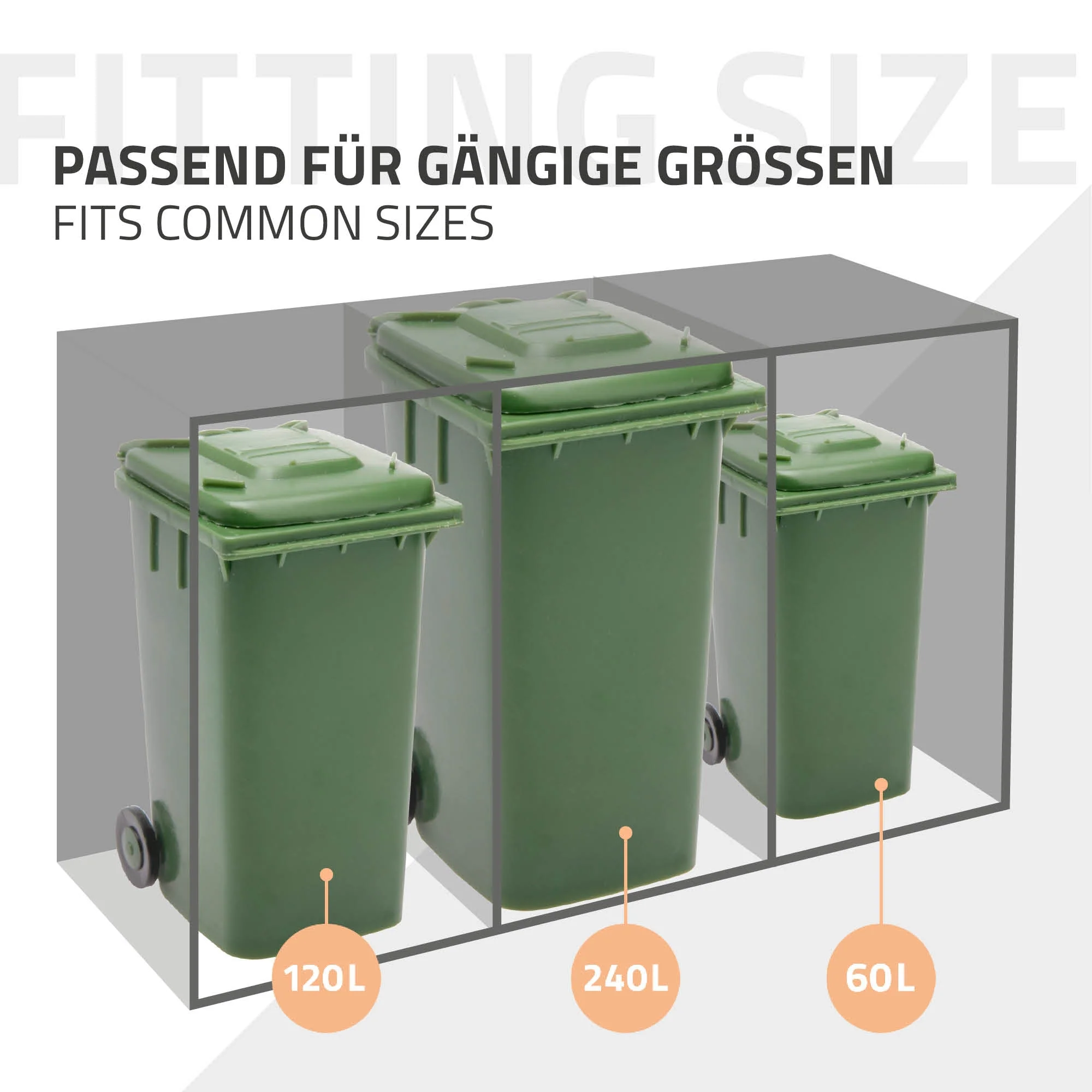 Mülltonnenbox mit Klappdeckel, 240L, Anthrazit, aus Stahl pulverbeschichtet, wetterfest - Image 23