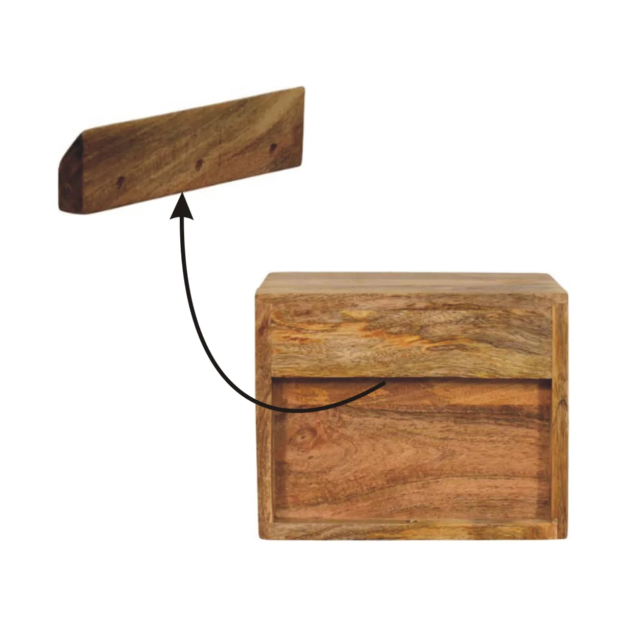 Nachttisch Massivholz Solis Oak-ish Wandmontiert, 1 Schublade und Offenes Fach, Hellbraun - Image 3