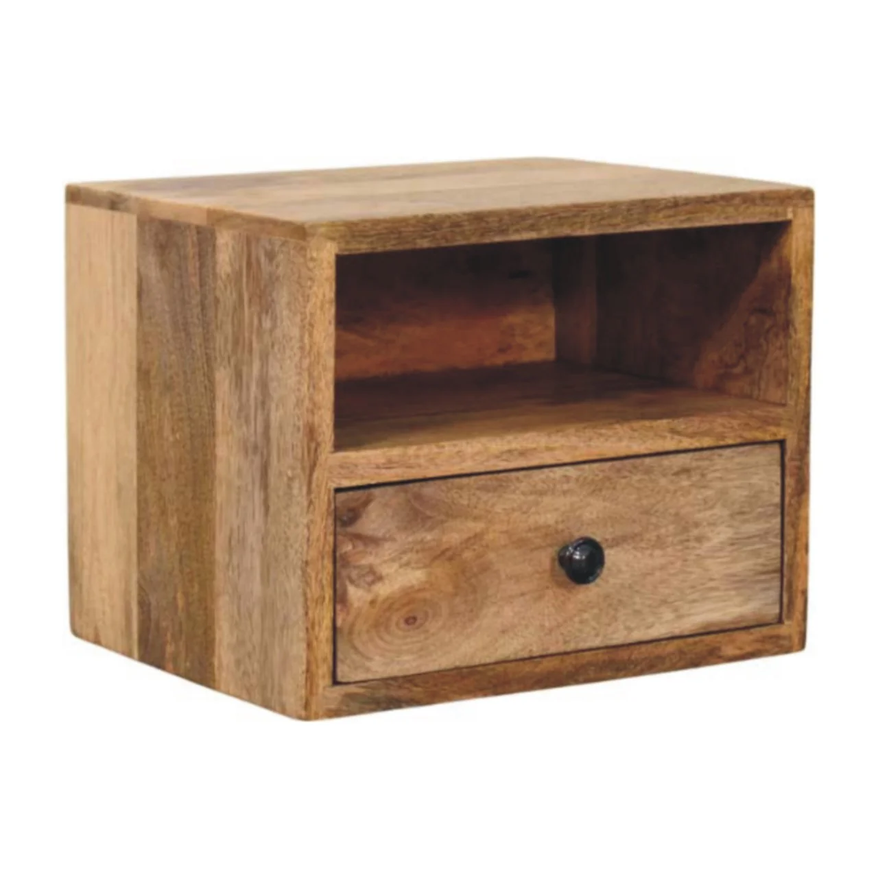 Nachttisch Massivholz Solis Oak-ish Wandmontiert, 1 Schublade und Offenes Fach, Hellbraun - Image 5