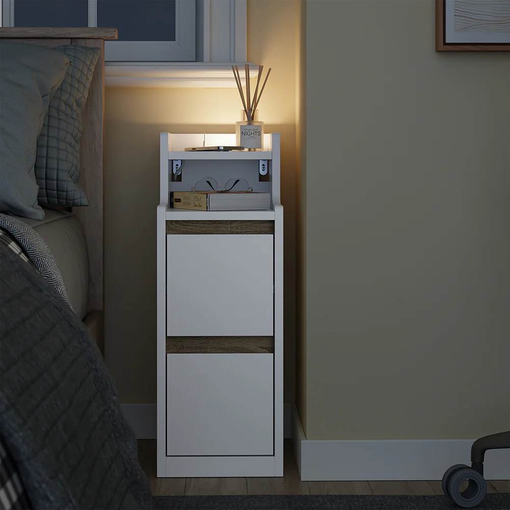 Nachttisch mit USB-Ladestation Weiß 22x34x60cm Modern FBT178-E-WN - Image 10