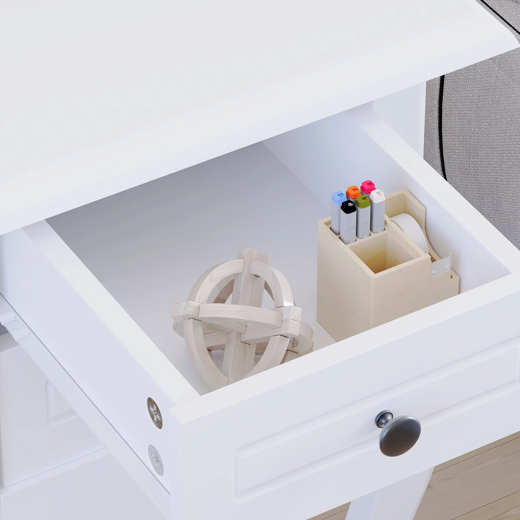 Nishano Weiß Nachttischschrank mit 2 Schubladen – Shabby-Chic Schlafzimmermöbel - Image 6