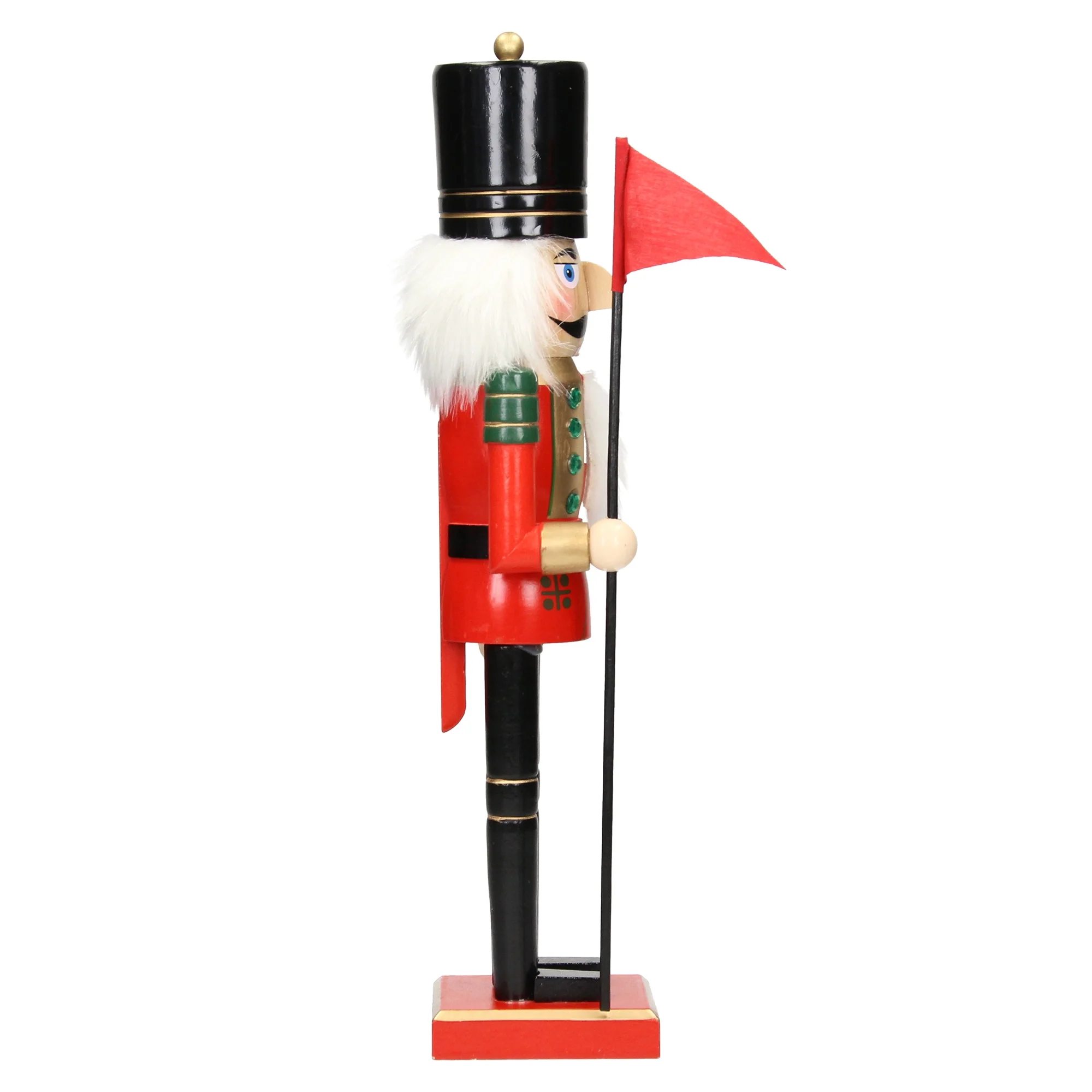 Nussknacker Soldat mit schwarzem Hut und Fahne 38 cm aus Holz - Image 3